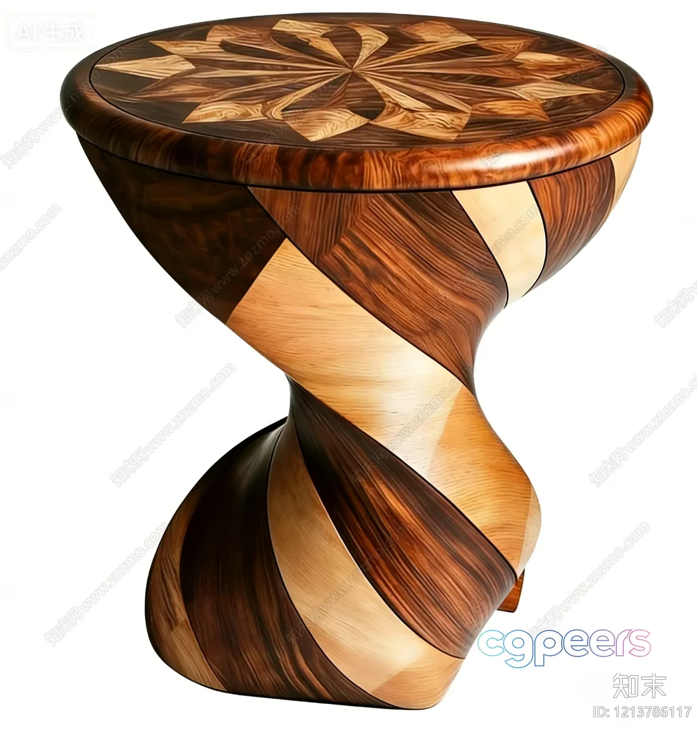 A Wooden Table With A Unique Design 3D Model – 23388 – VRAY Render
