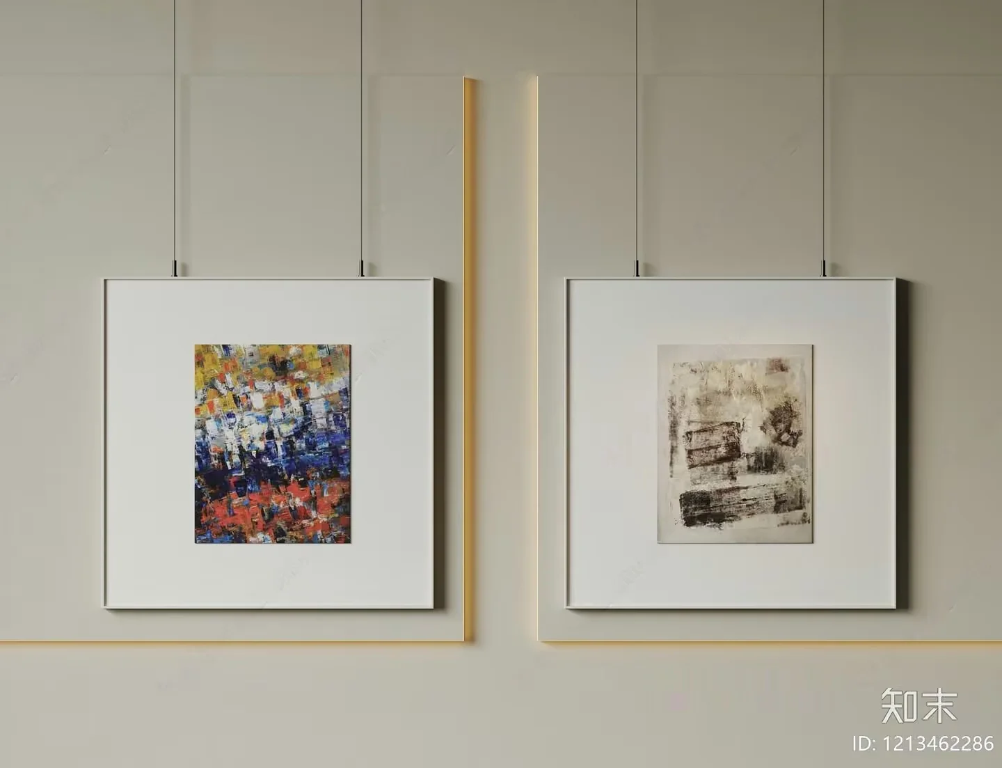 Two Framed Abstract Art Pieces 3D Model – 5056 – VRAY Render