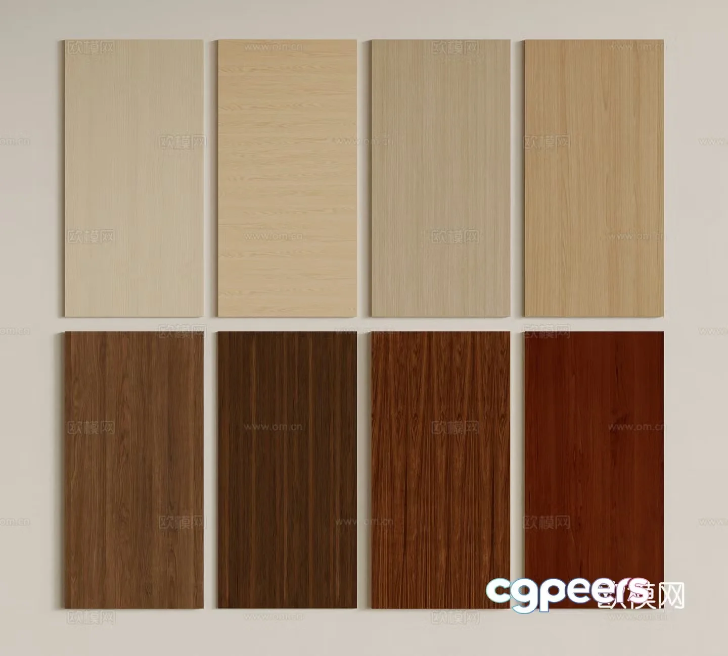 Modern wood veneer wall panel 3d model
