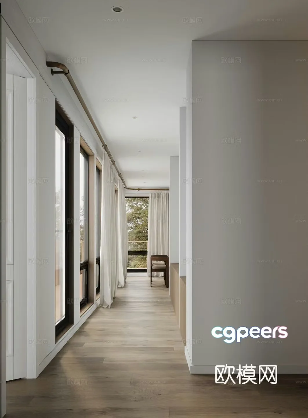 Modern balcony aisle 3d model