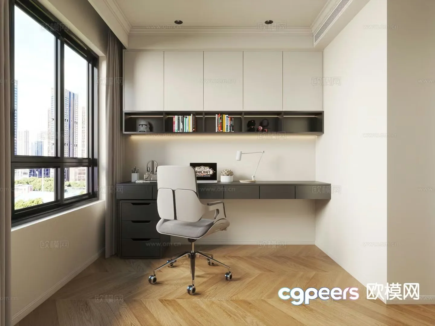 Modern study room 3d model