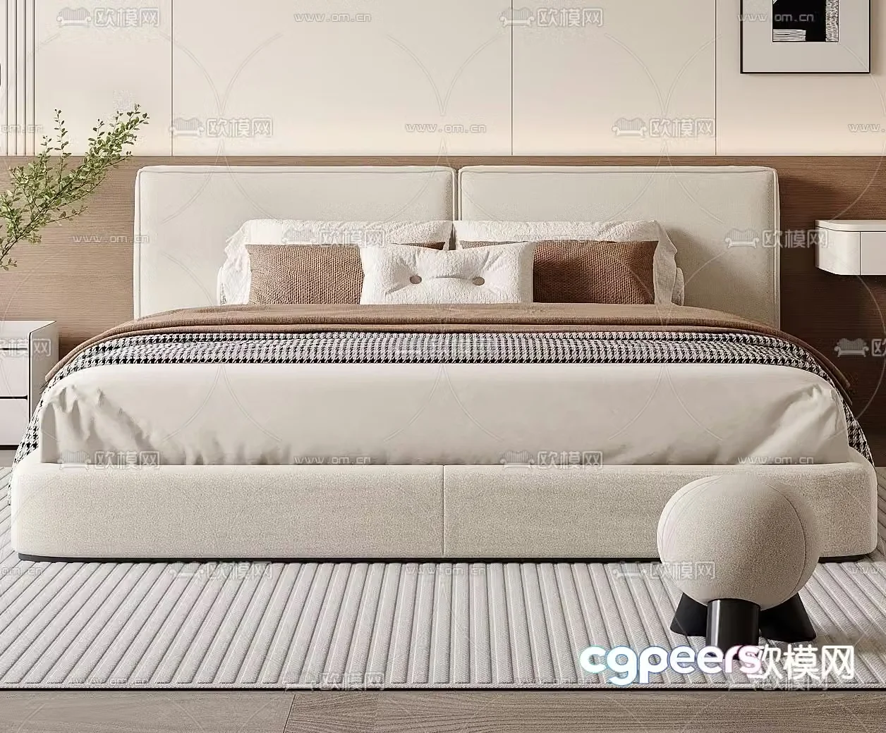 Modern double bed 3d model