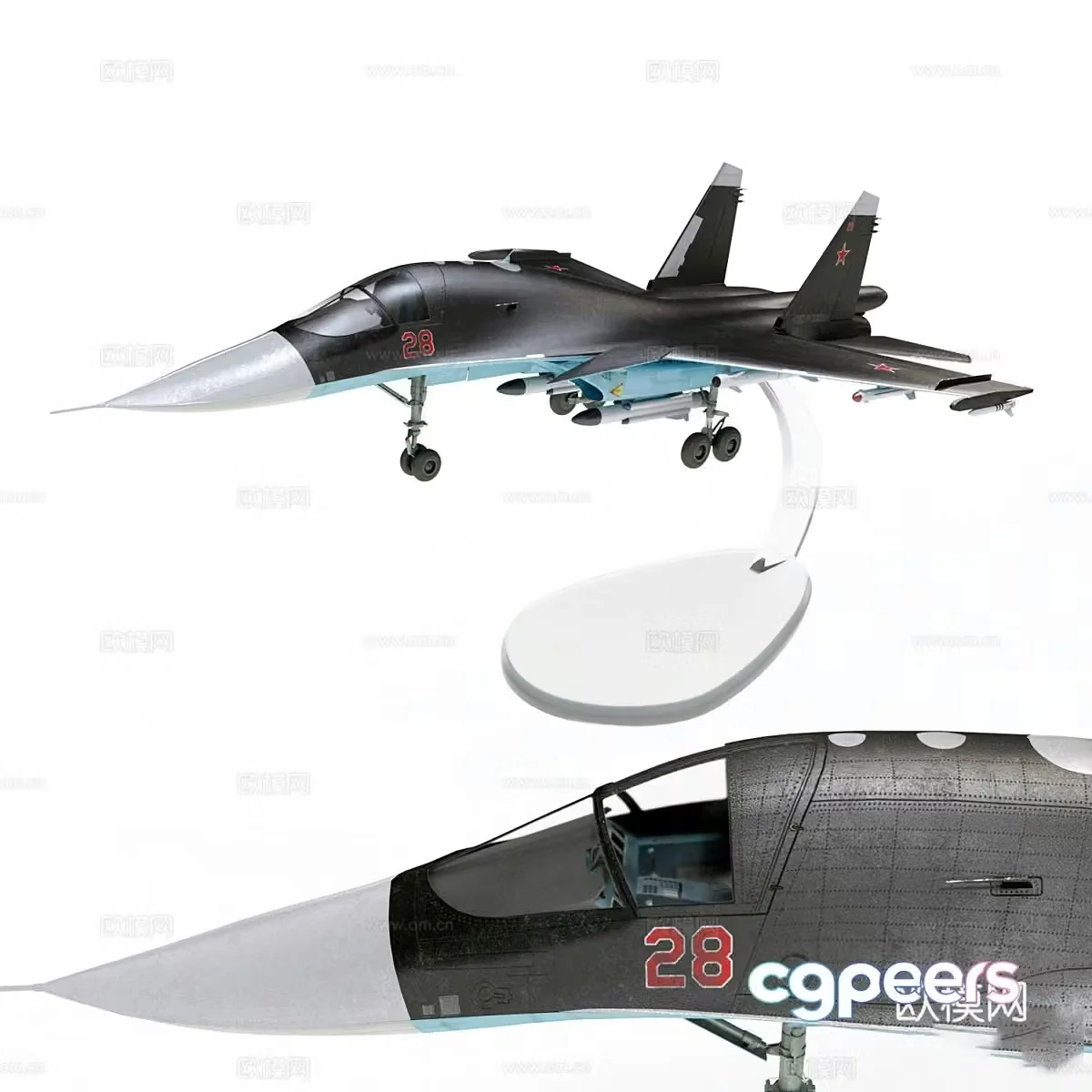 SU-34 aircraft model 3d model