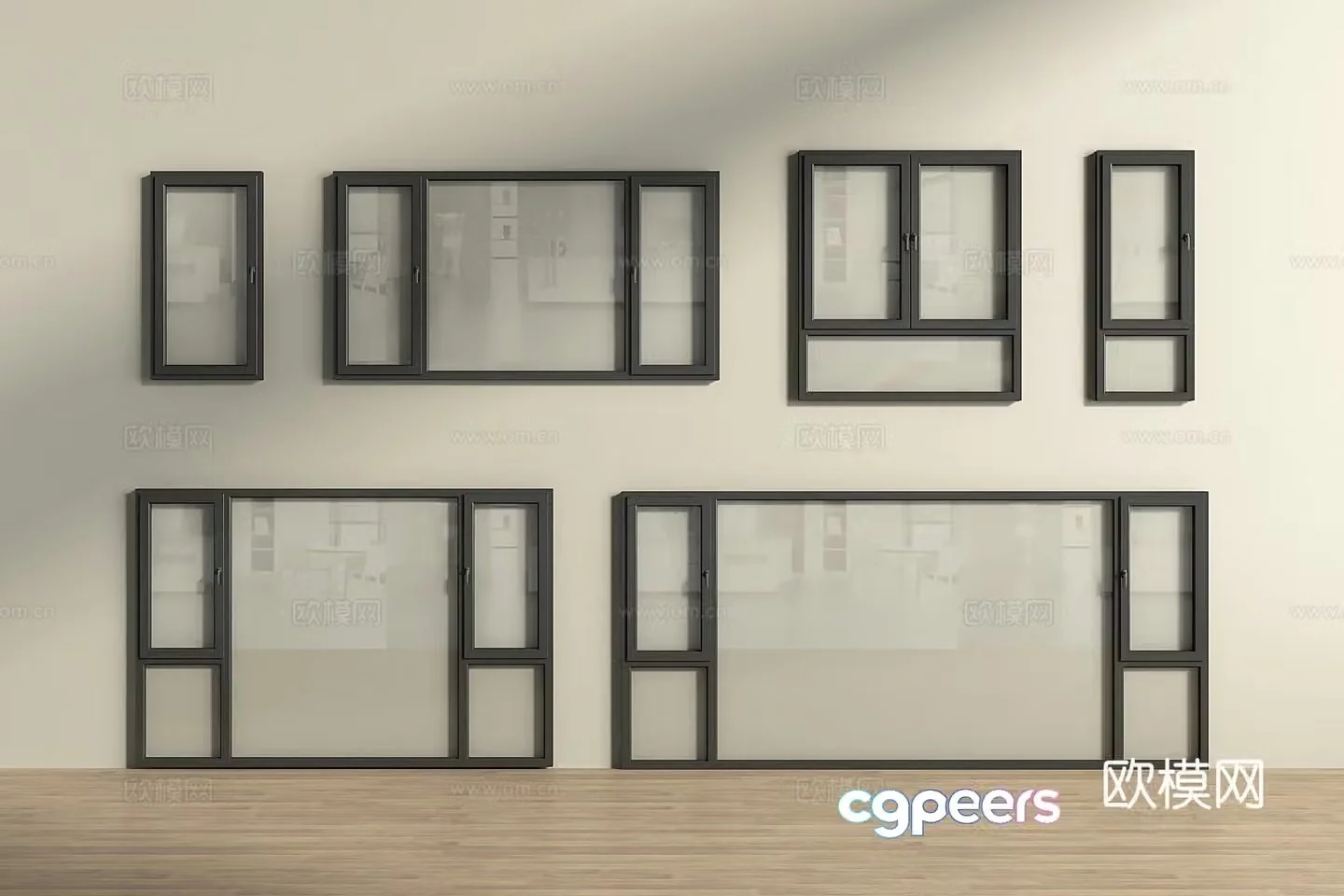 Modern window casement window floor-to-ceiling window 3d model