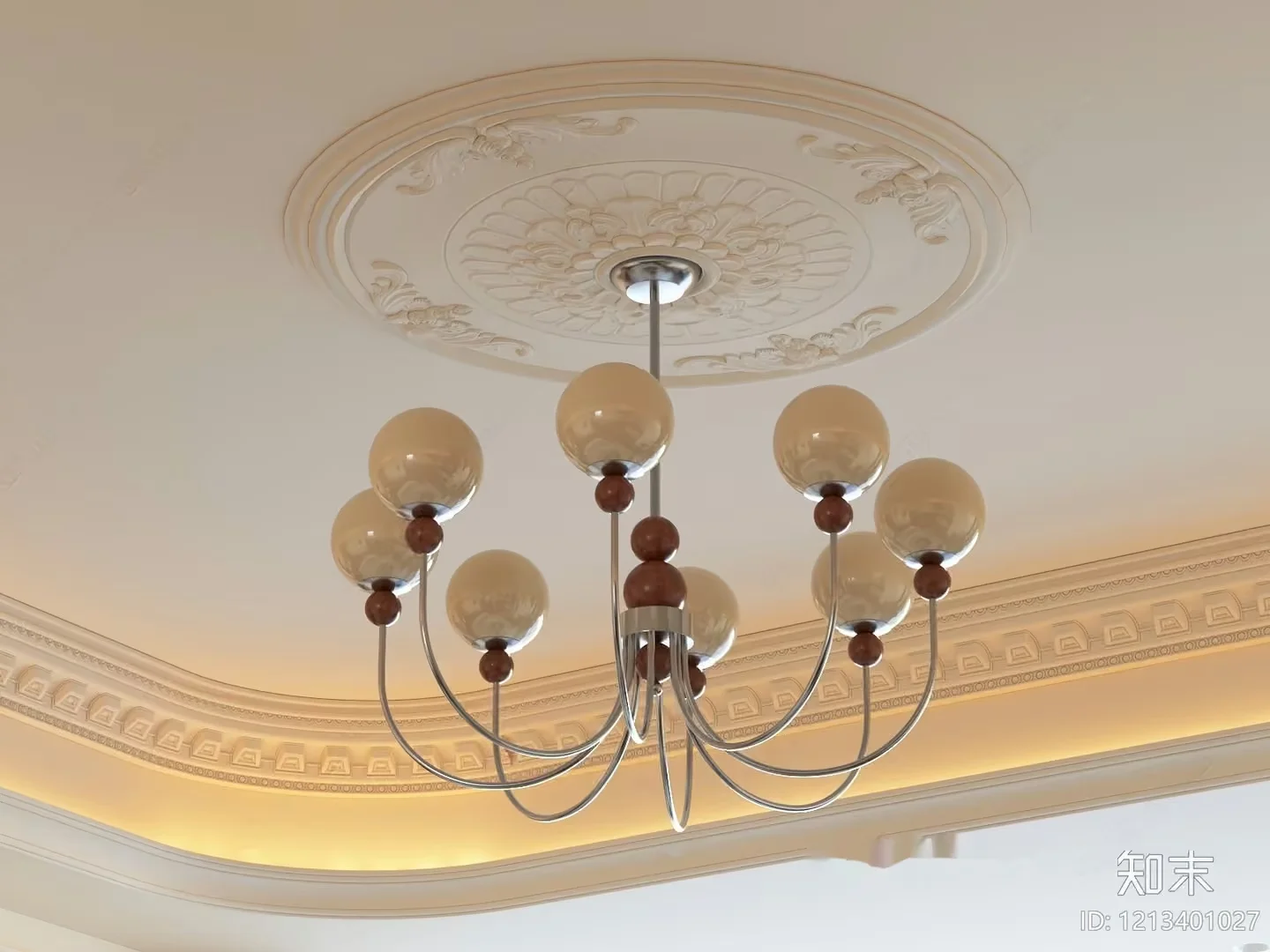 Gold Light Fixture 3D Model – 11050 – VRAY Render