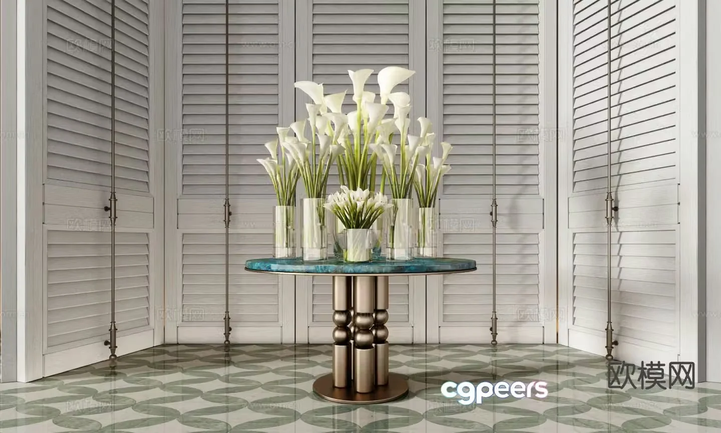 Hotel end view deck entrance deck 3D model