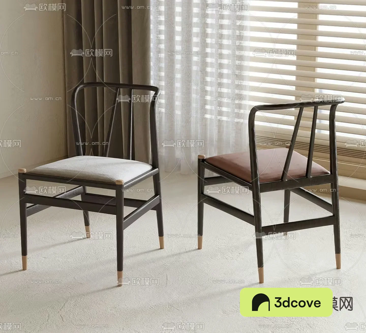 New Chinese style dining chair single chair sofa chair 3d model