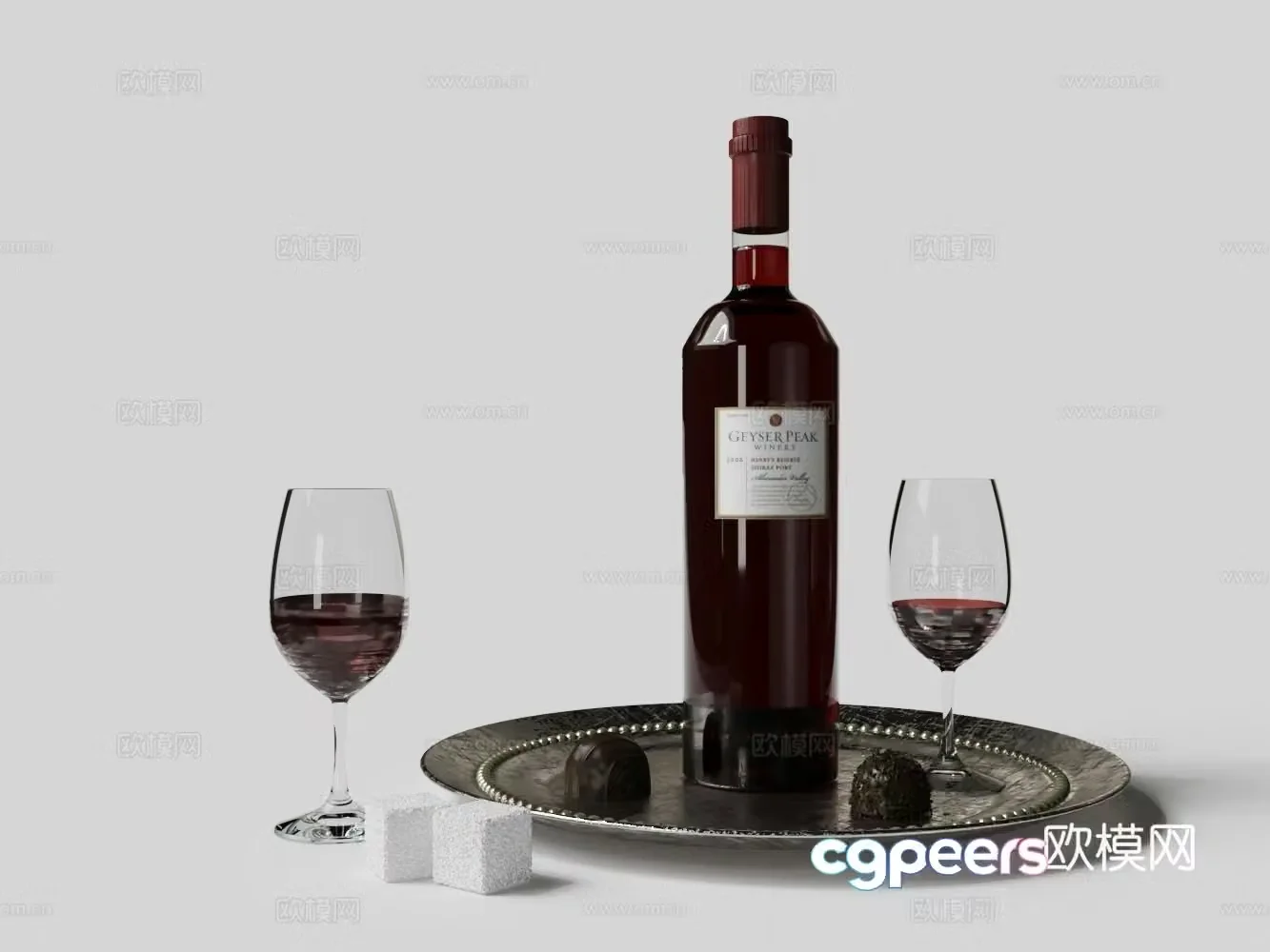 Red wine wine glass chocolate candy cube 3d model