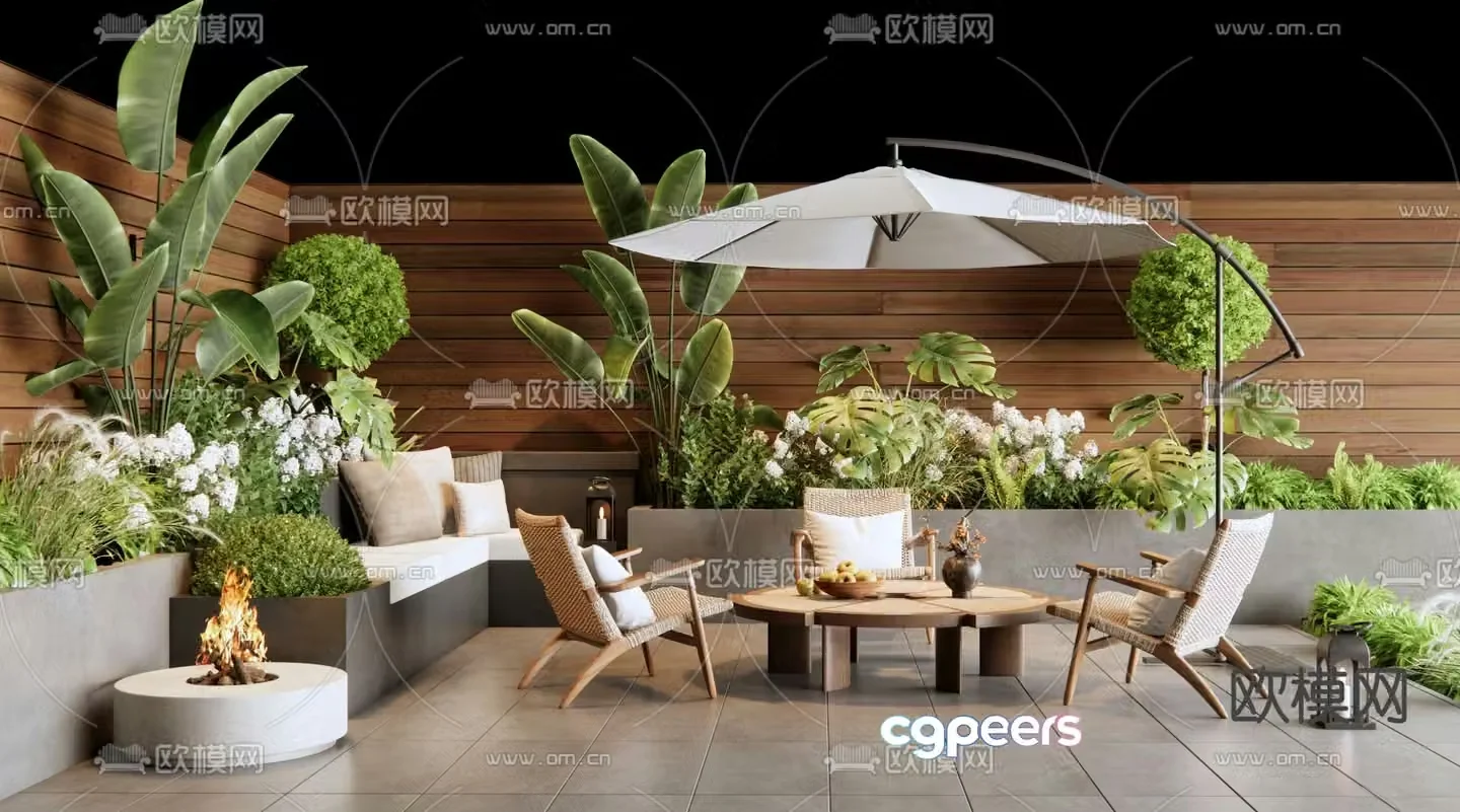 Courtyard garden villa landscape 3d model
