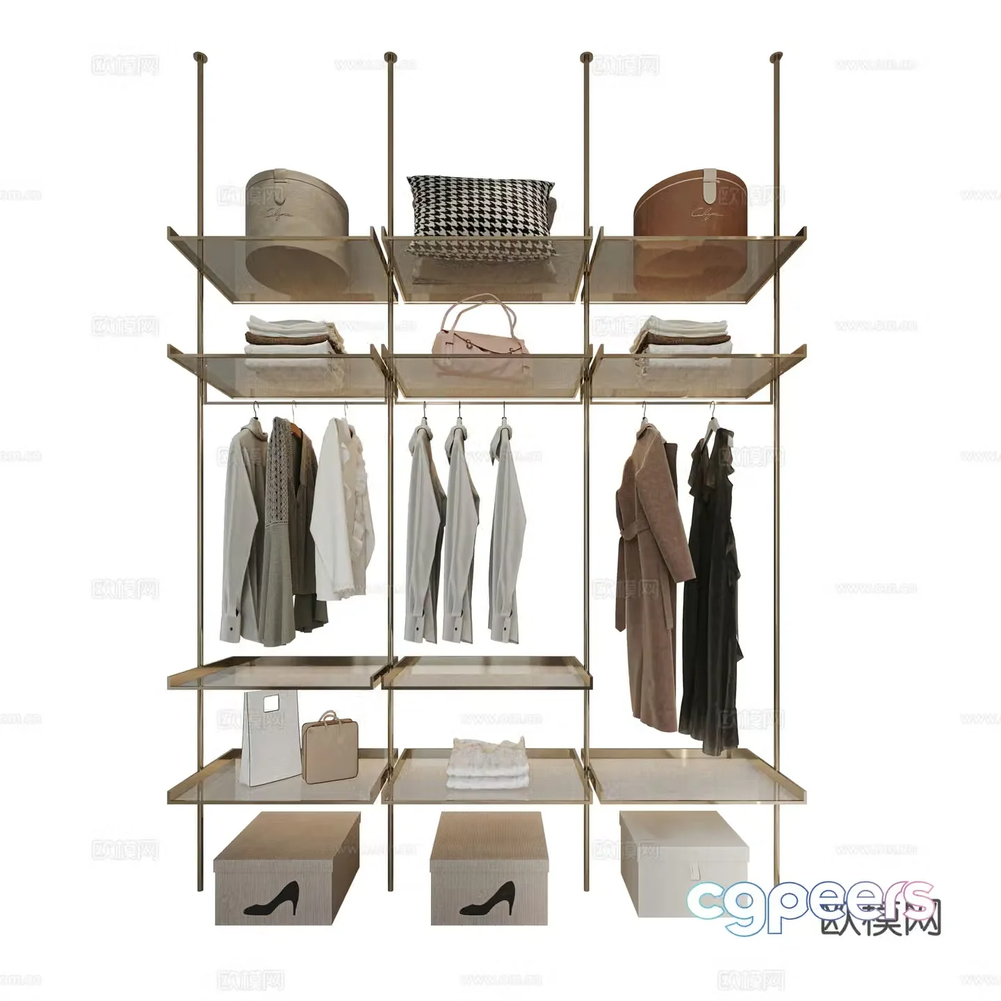 Modern glass wardrobe open wardrobe 3d model