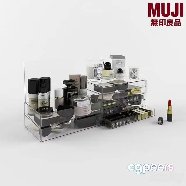 3ds Max Free – Set of cosmetics, MUJI drawers