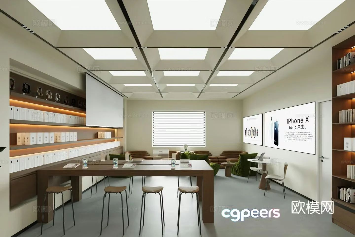 Modern tech exhibition hall 3d model