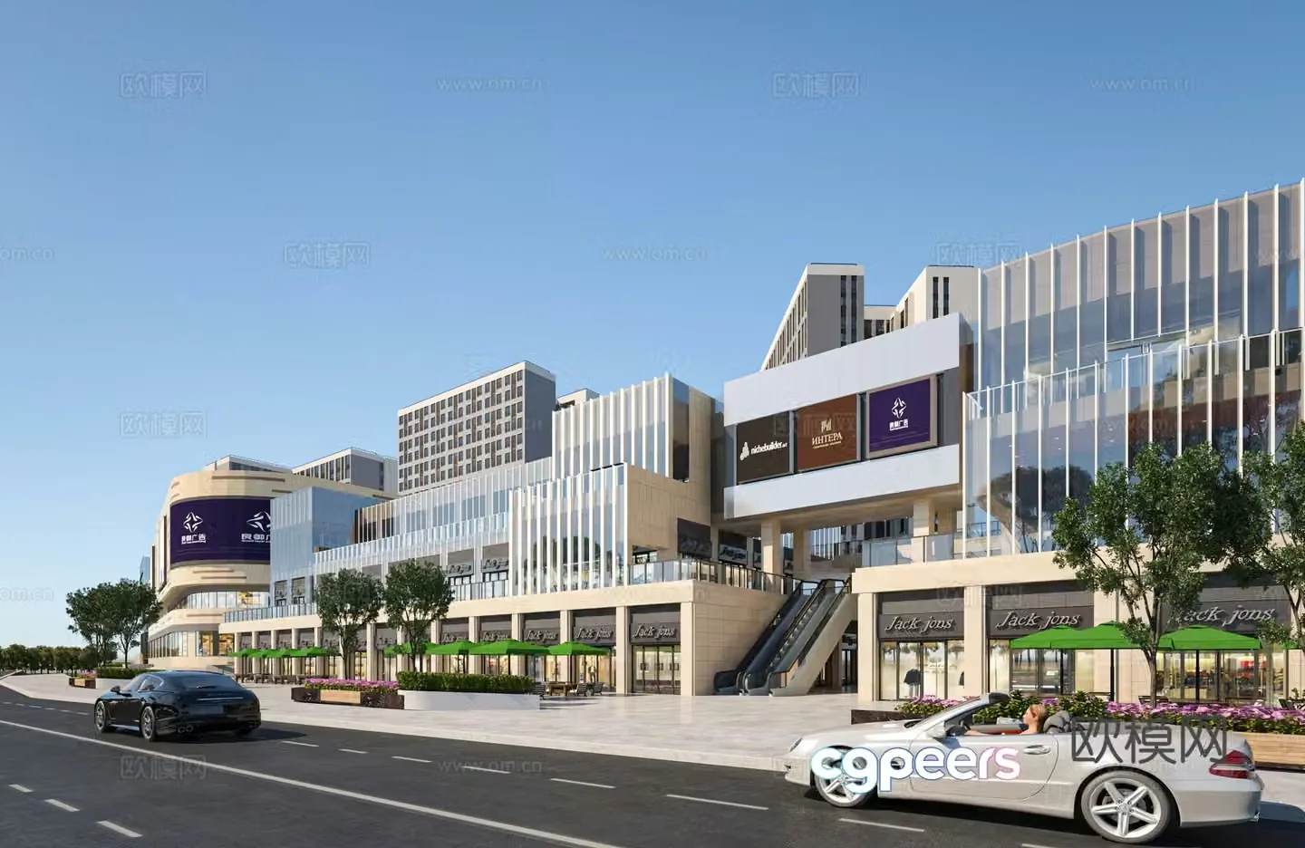 Modern commercial street commercial complex 3d model