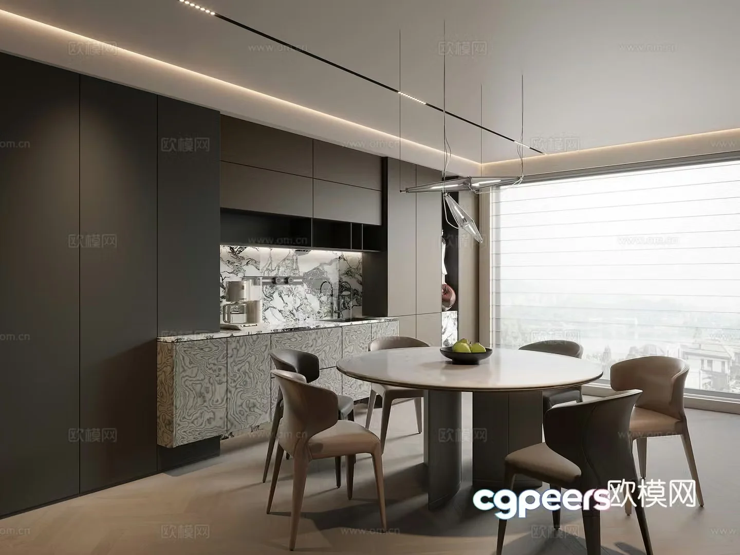 Italian minimalist restaurant 3D model