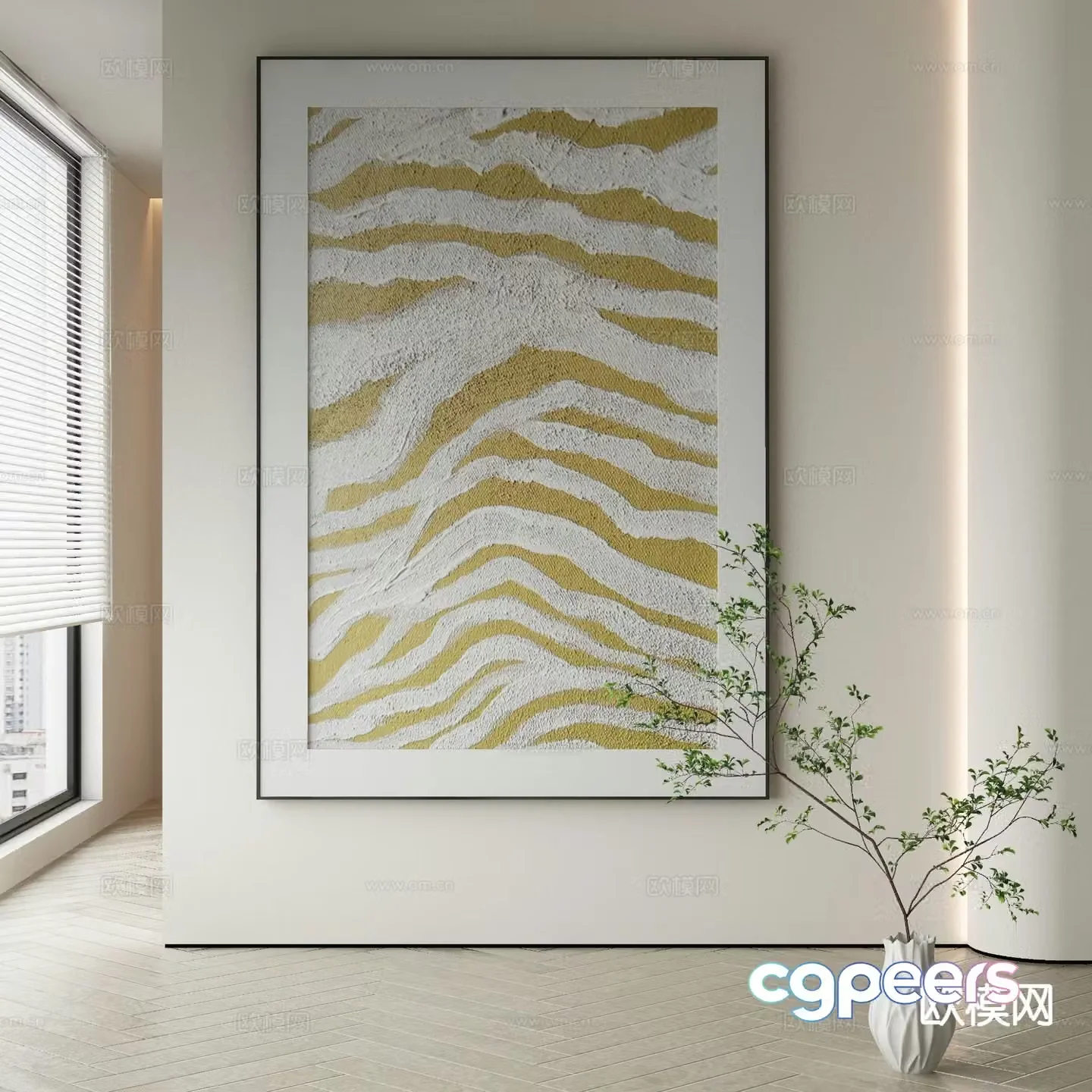 Wabi-sabi painting texture painting decorative painting hanging painting 3D model