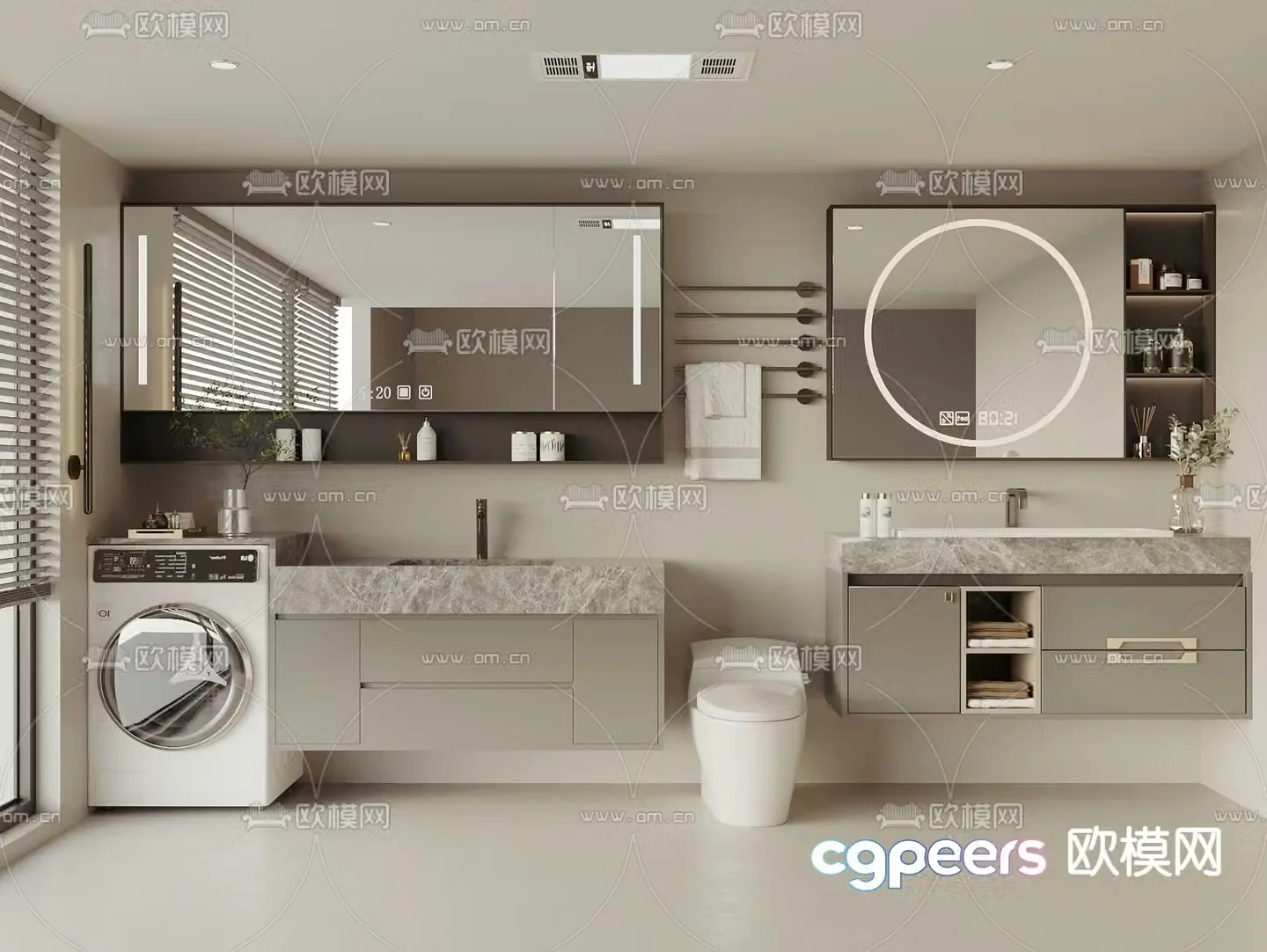 Bathroom cabinet washing machine cabinet 3d model
