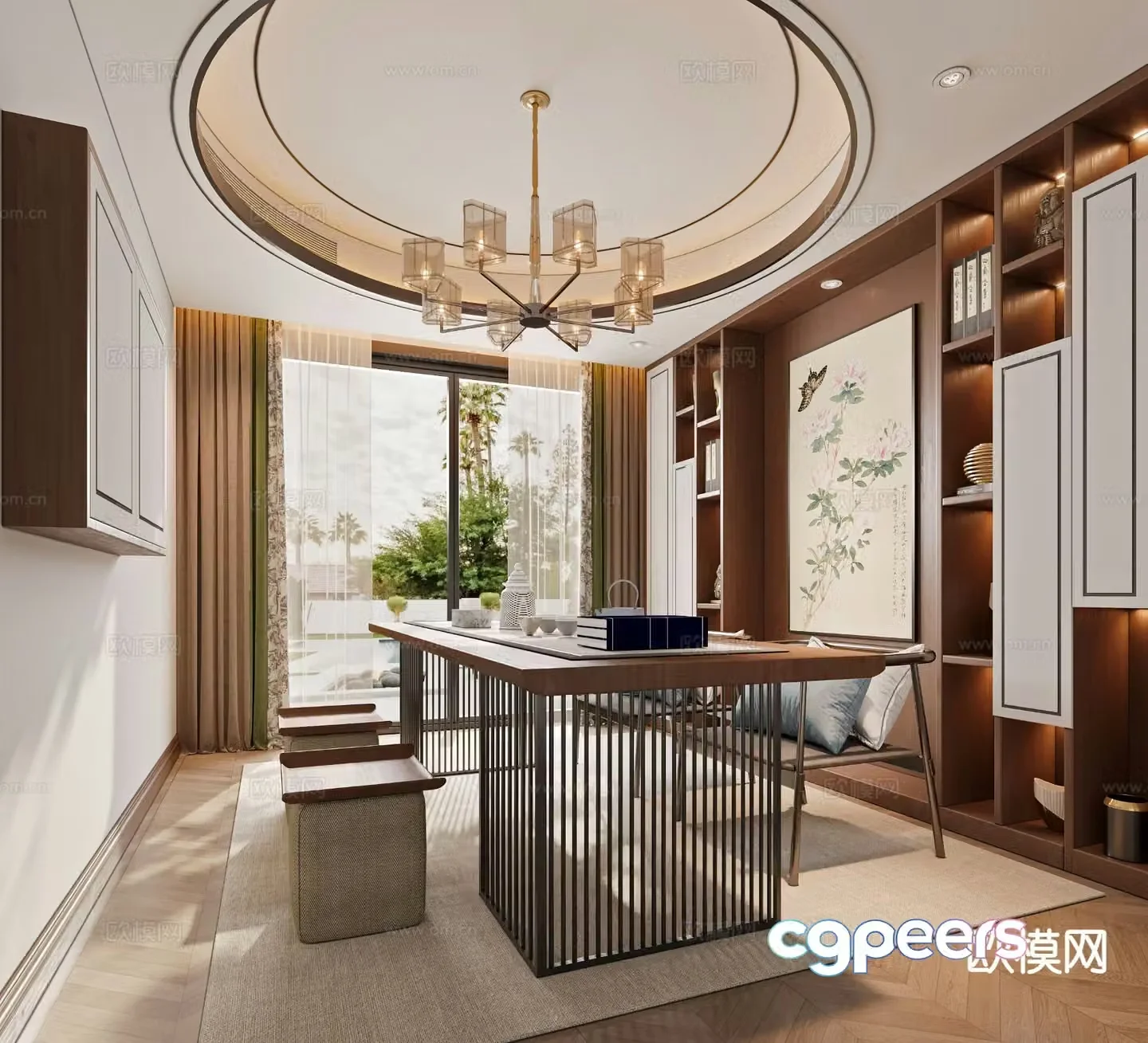 New Chinese style study 3D model