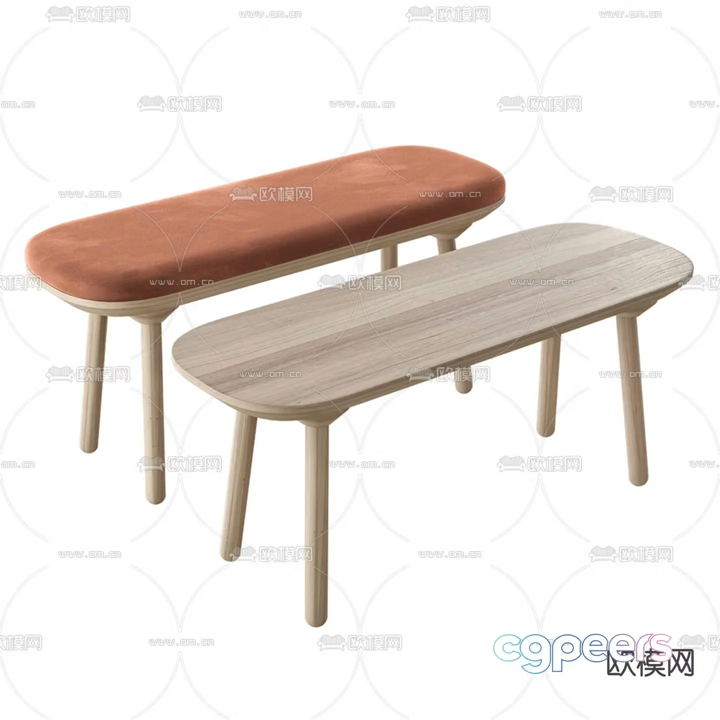 Modern bench shoe changing stool 3d model