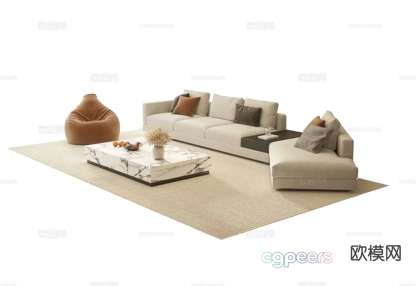Modern Living Room 3D Model – 15444 – VRAY Render