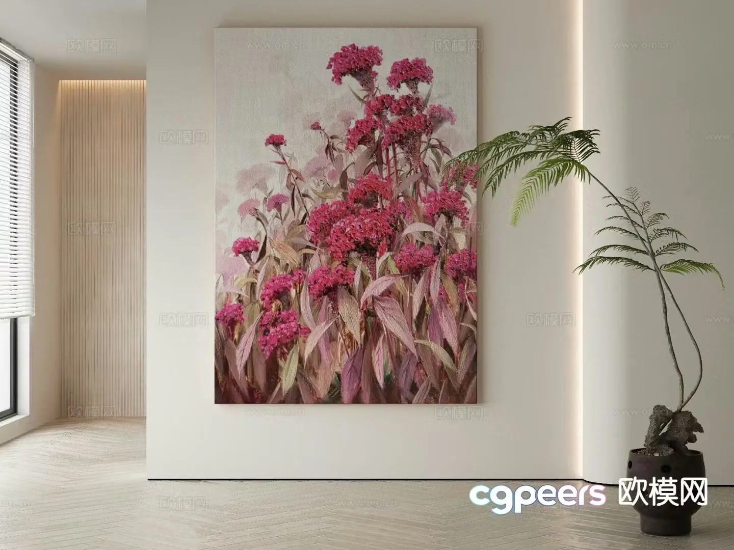 Decorative painting art painting flower hanging painting 3d model