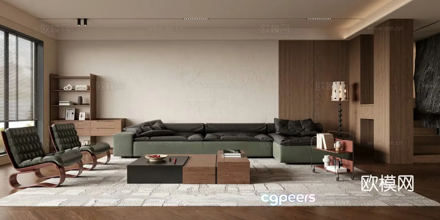 Modern small apartment living room 3d model