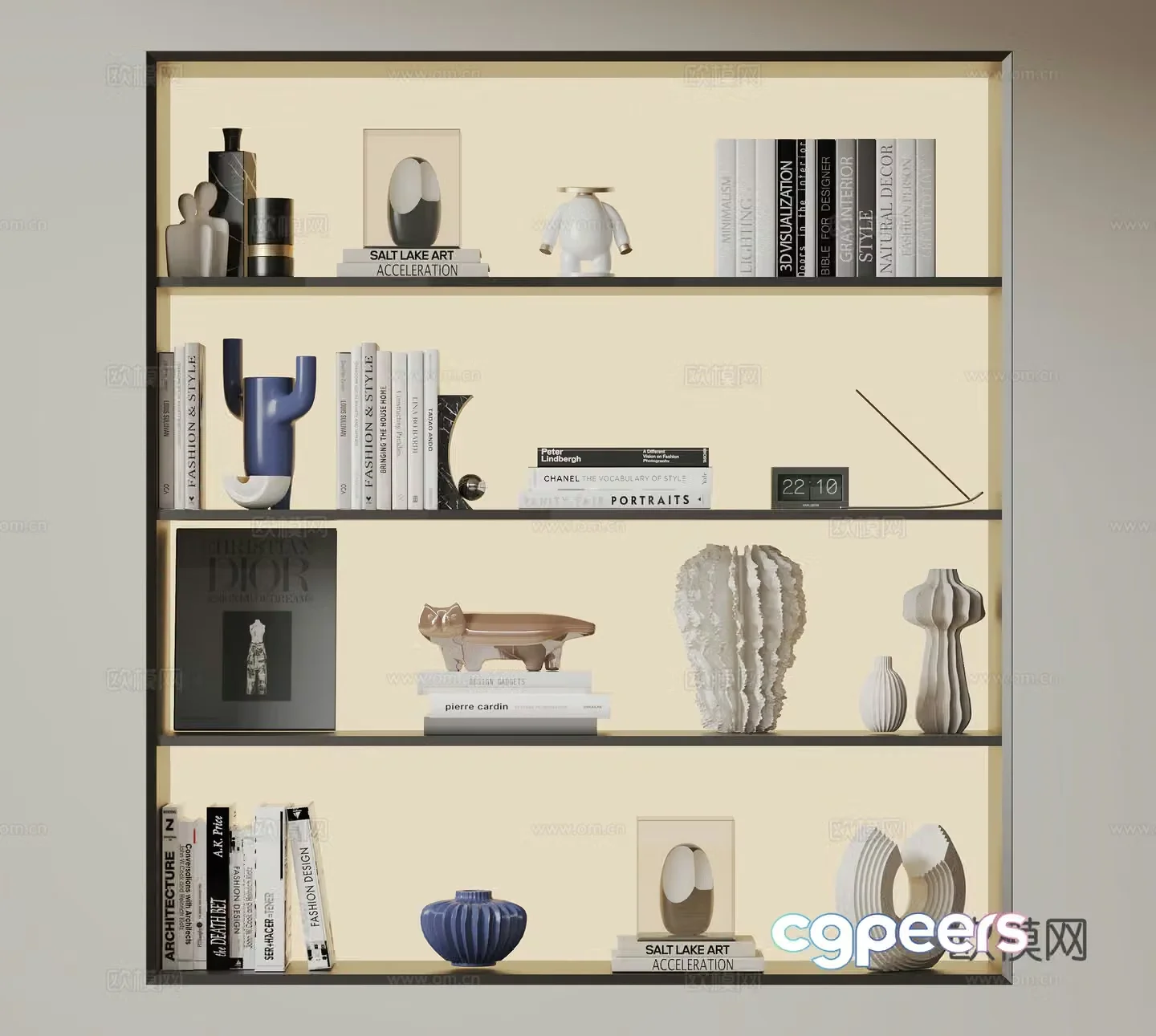 Modern ornament combination ornament decoration sculpture books vase ceramic 3d model