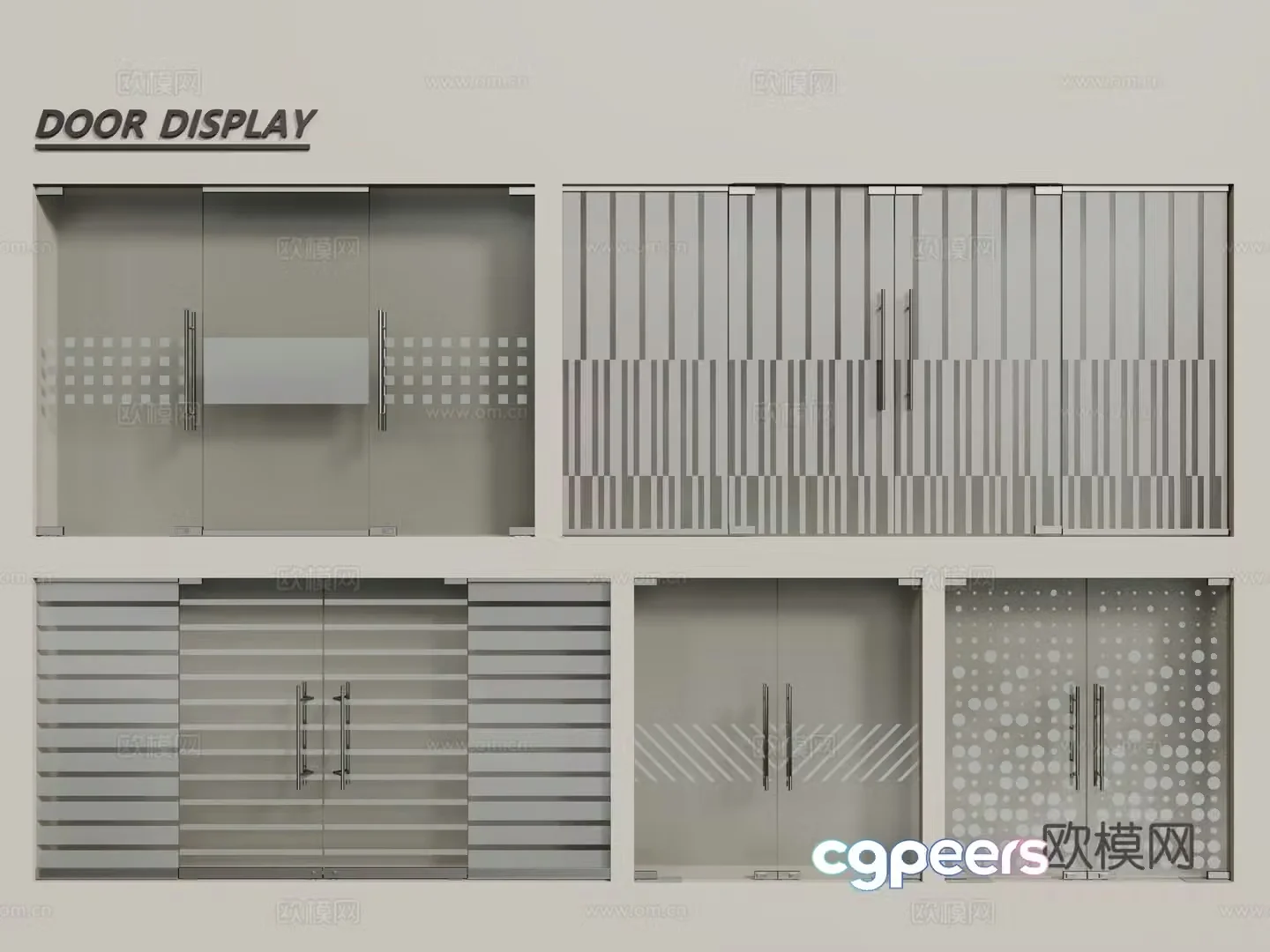 Modern office glass door frosted glass door 3d model