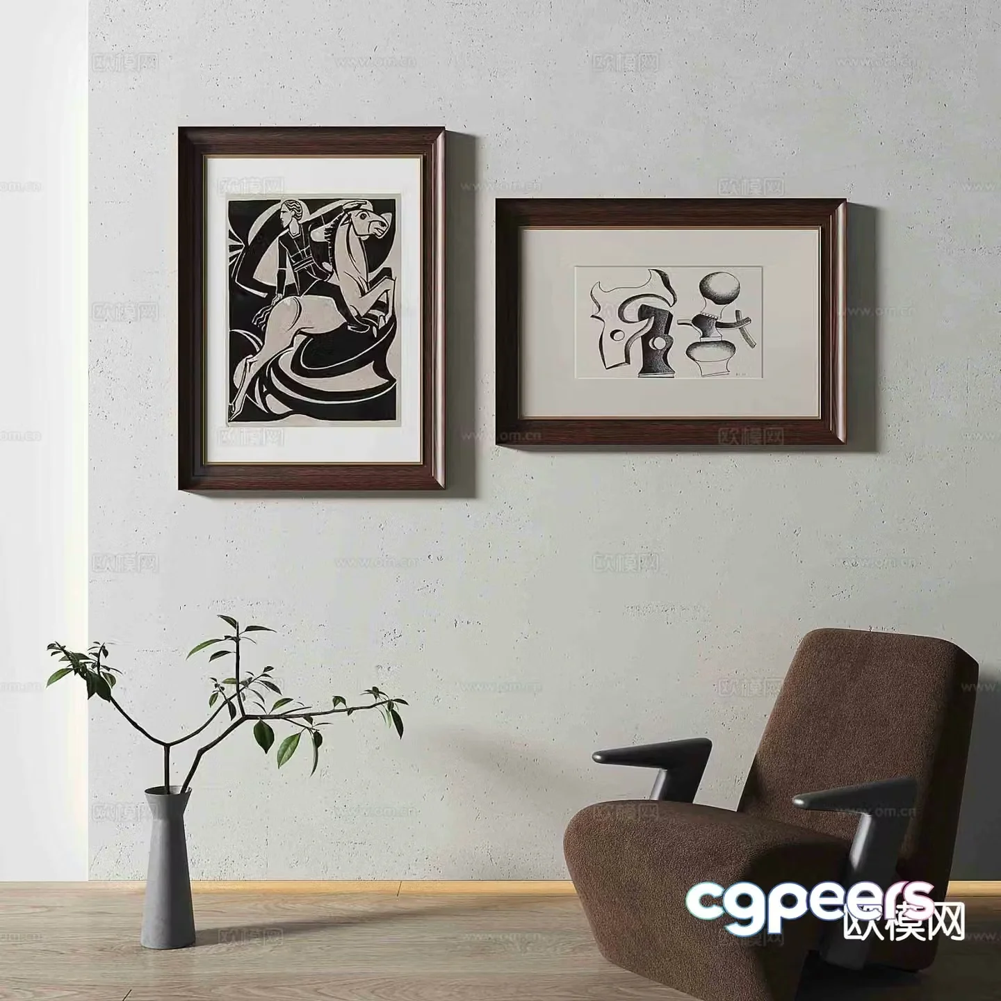 Simple European decorative painting retro painting hanging painting 3D model