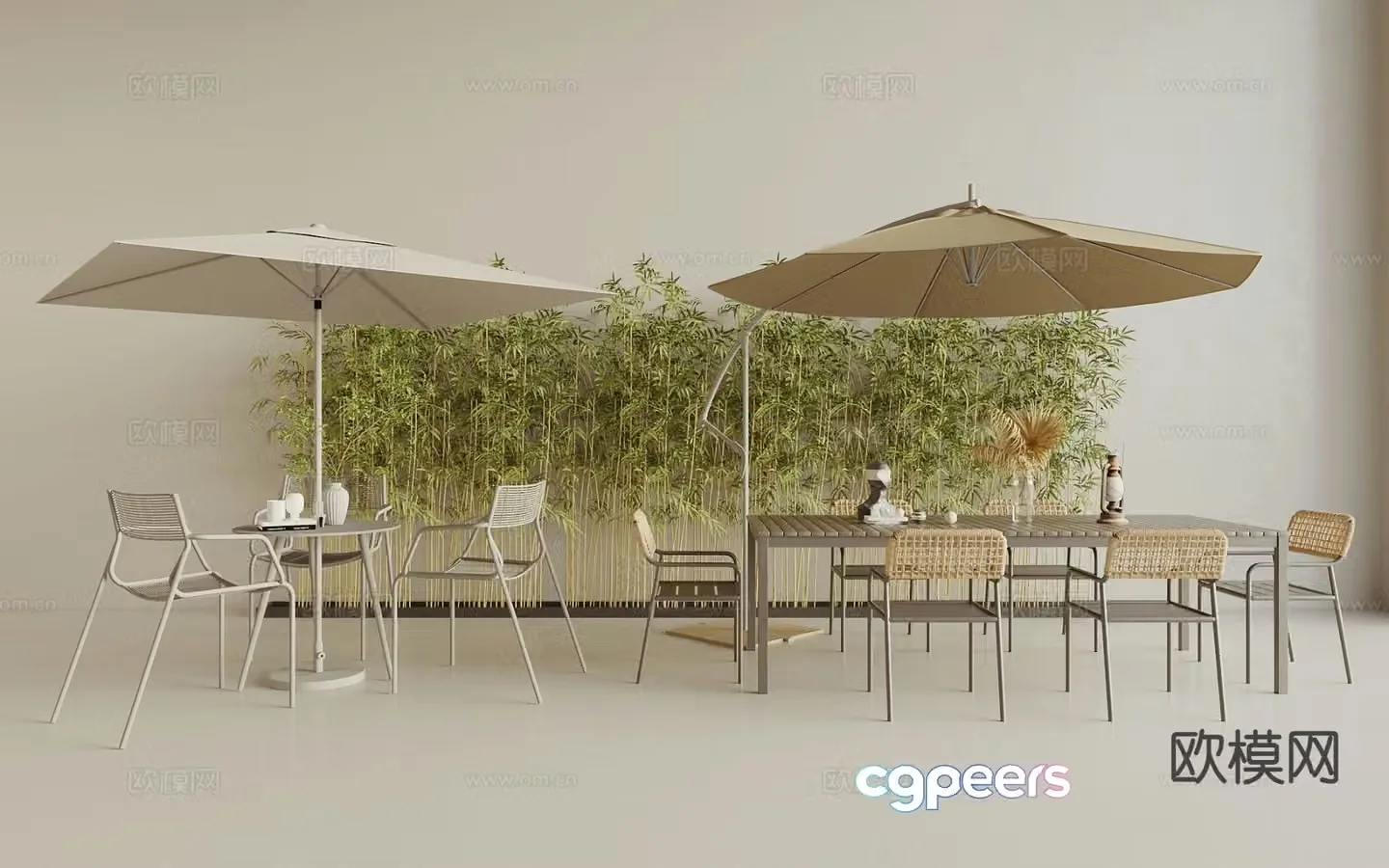 Modern outdoor leisure table and chairs 3d model
