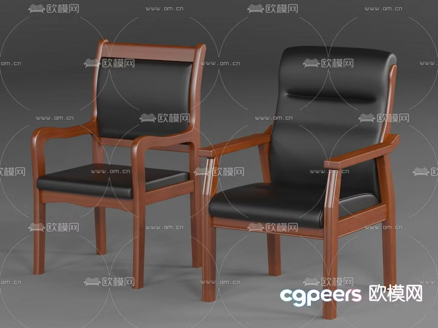 Solid wood armchair office chair conference chair 3d model