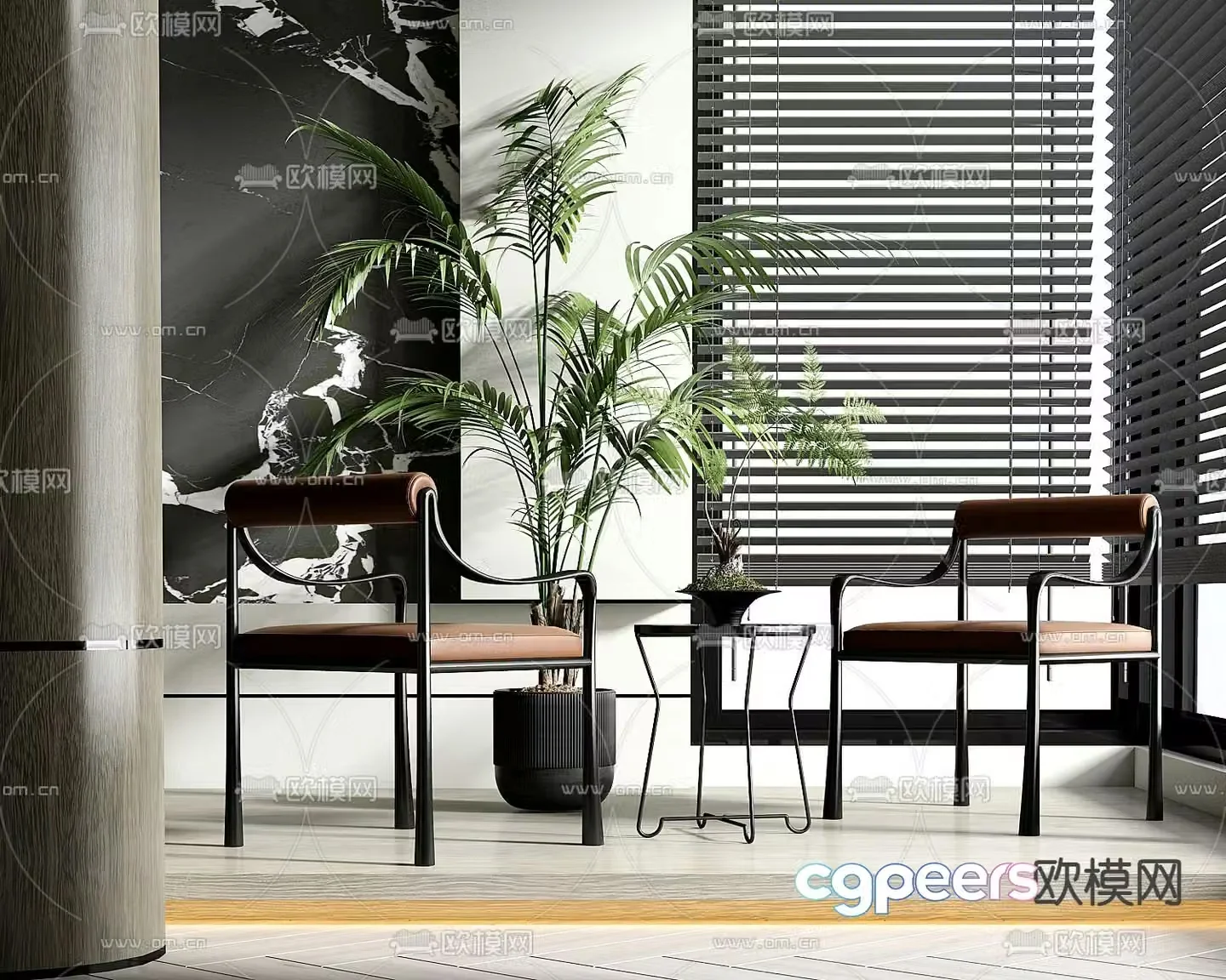 Modern chair leisure chair table 3d model