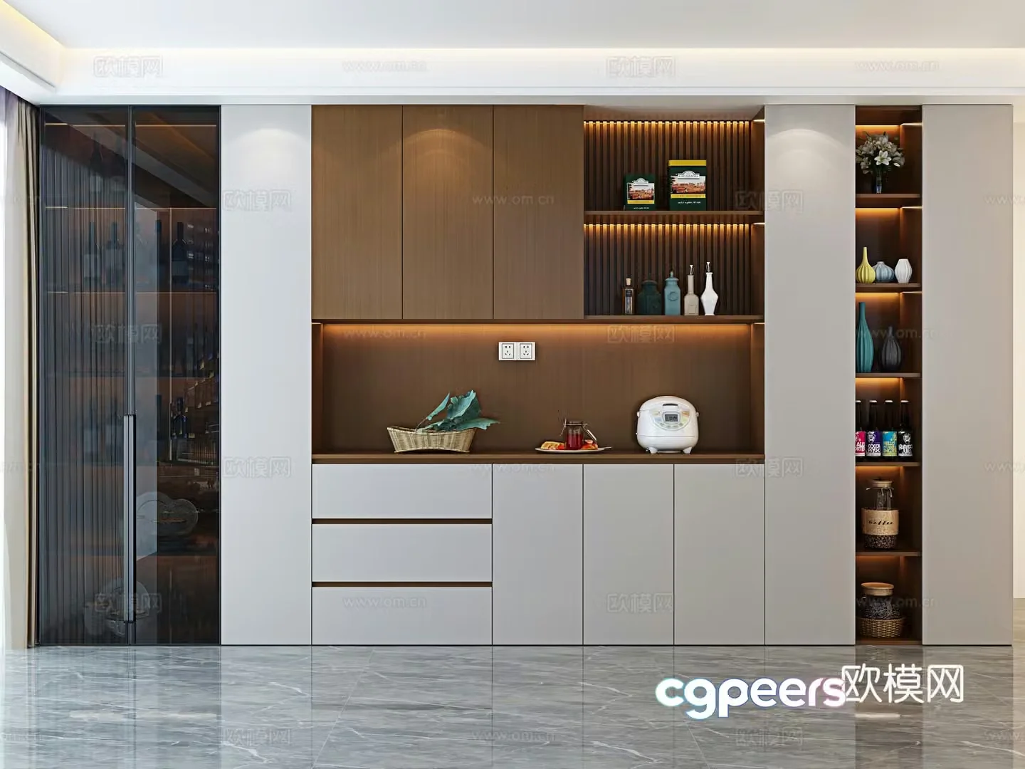 Italian sideboard wine cabinet 3d model