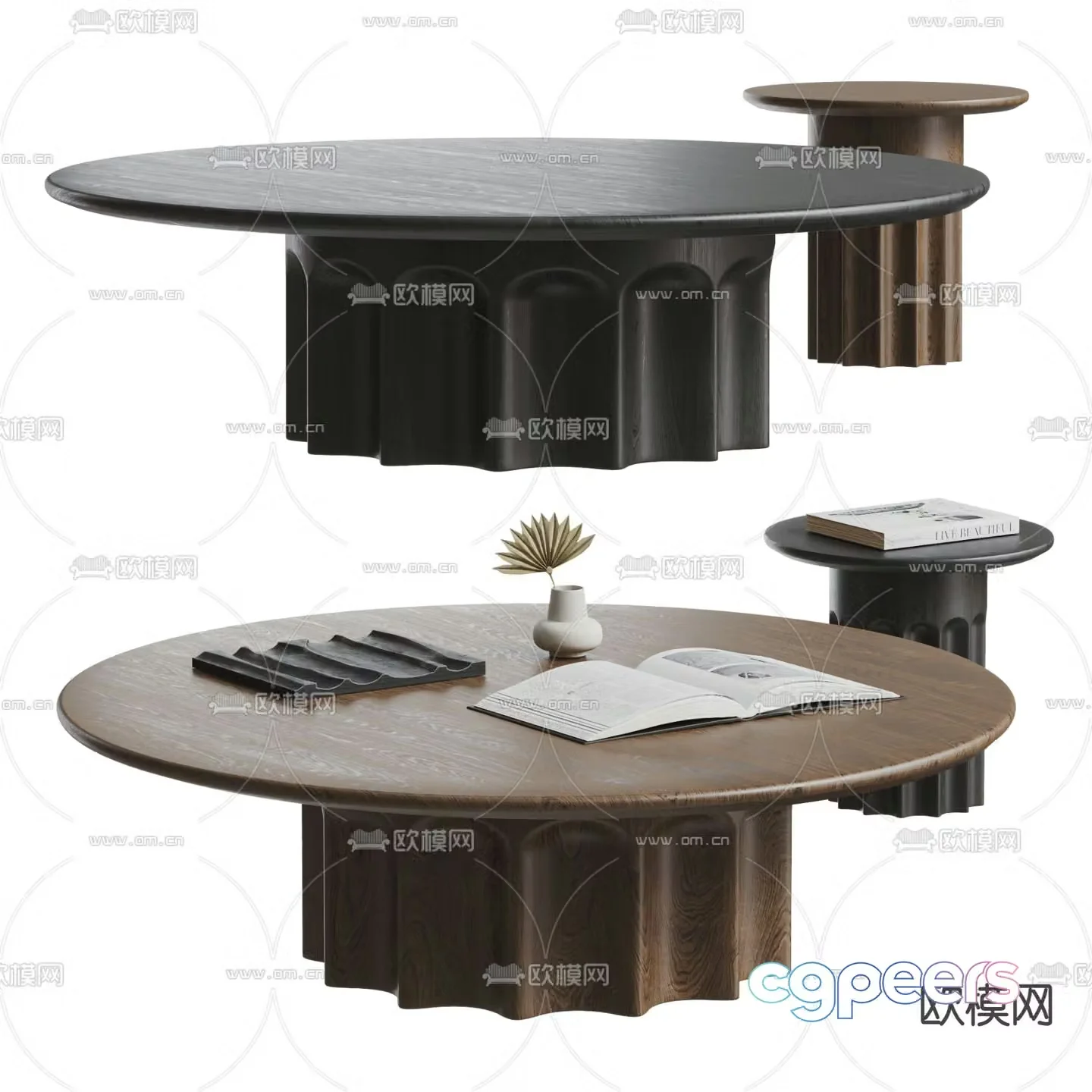 Medieval style coffee table mother-in-law coffee table 3d model