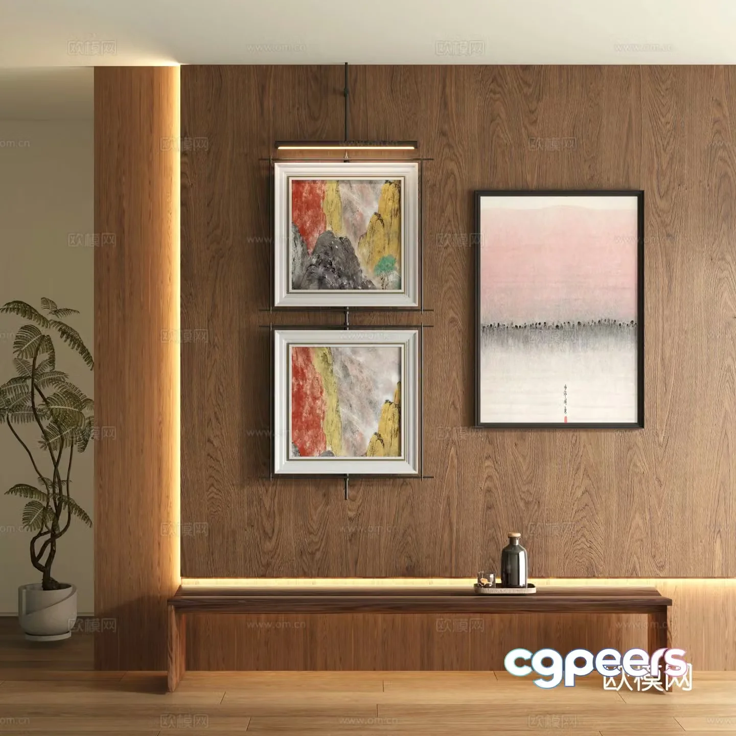 New Chinese style decorative painting art painting hanging painting 3d model