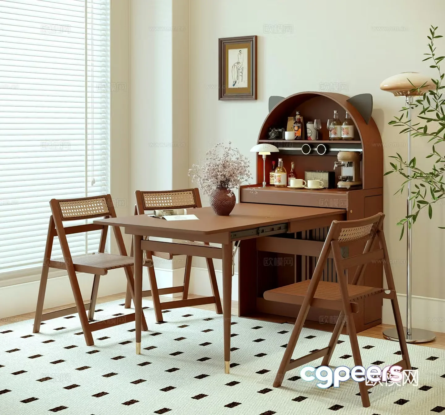 Modern dining chair combination 3D model