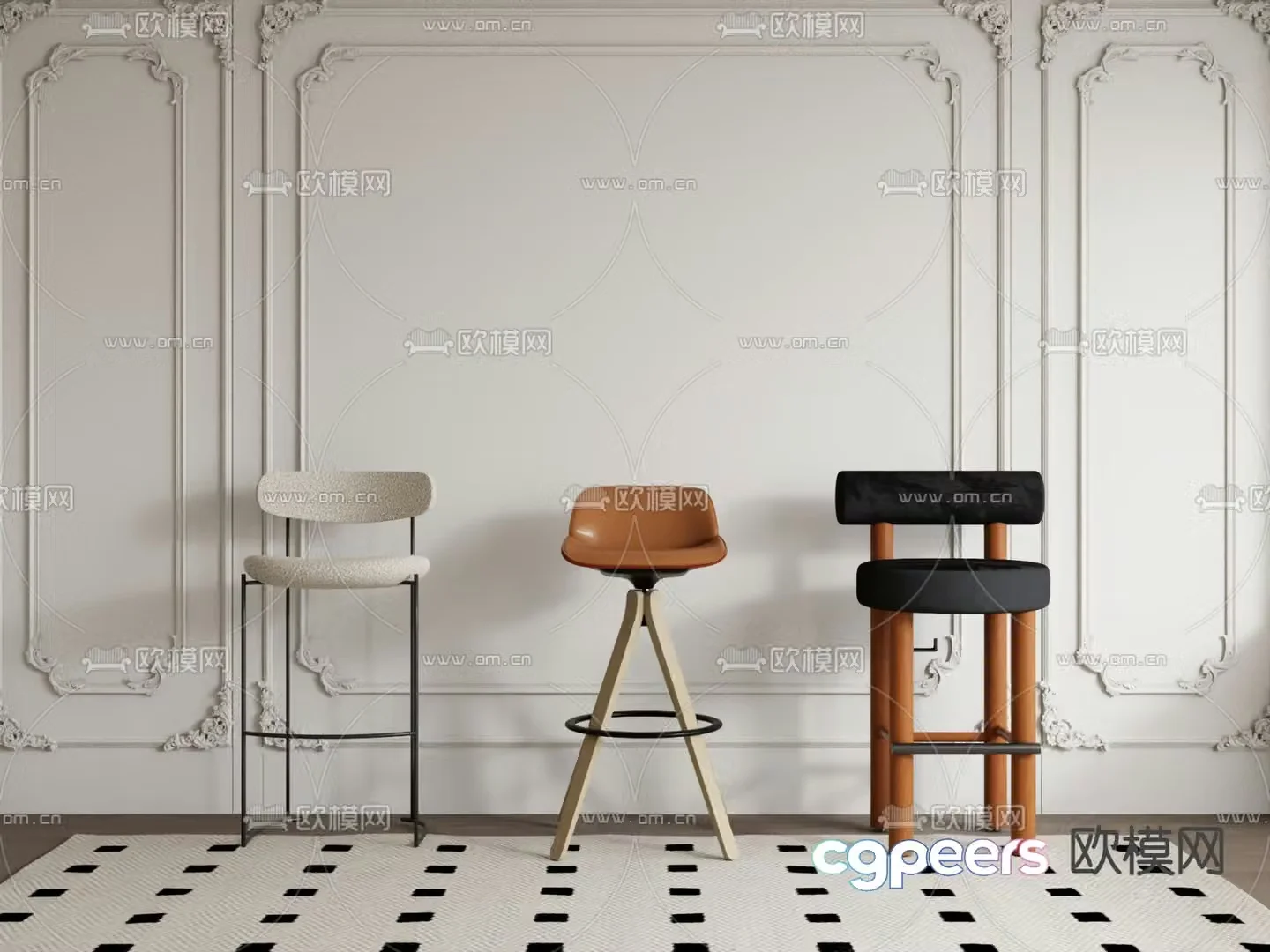 Modern bar stool bar stool 3d model