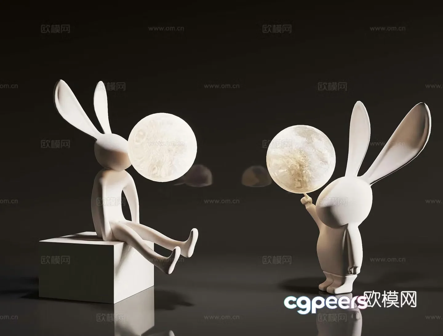 Modern moonlight rabbit moonlight table lamp 3d model