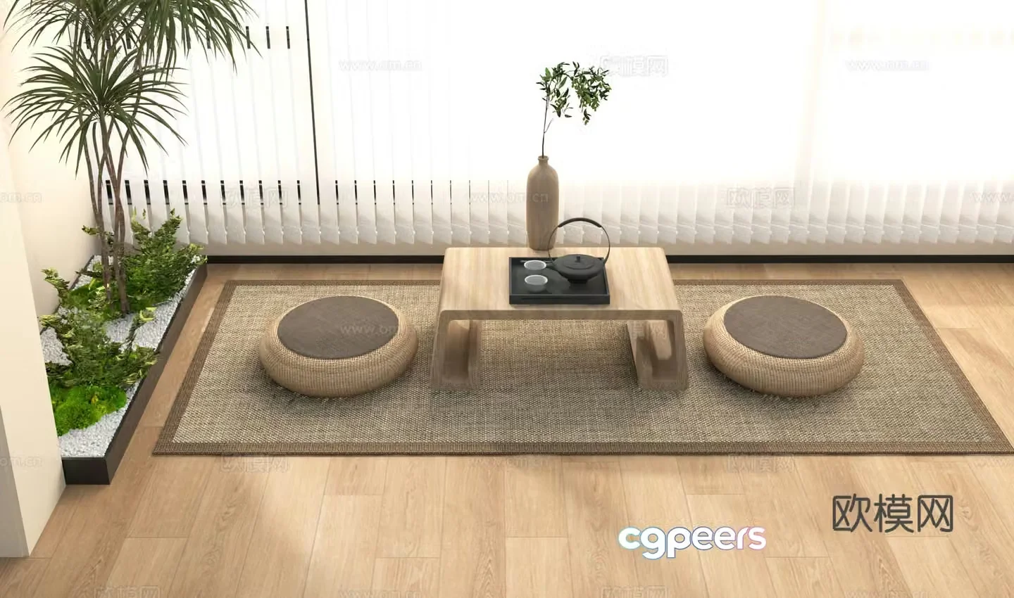 Home balcony small tea table cushion 3d model