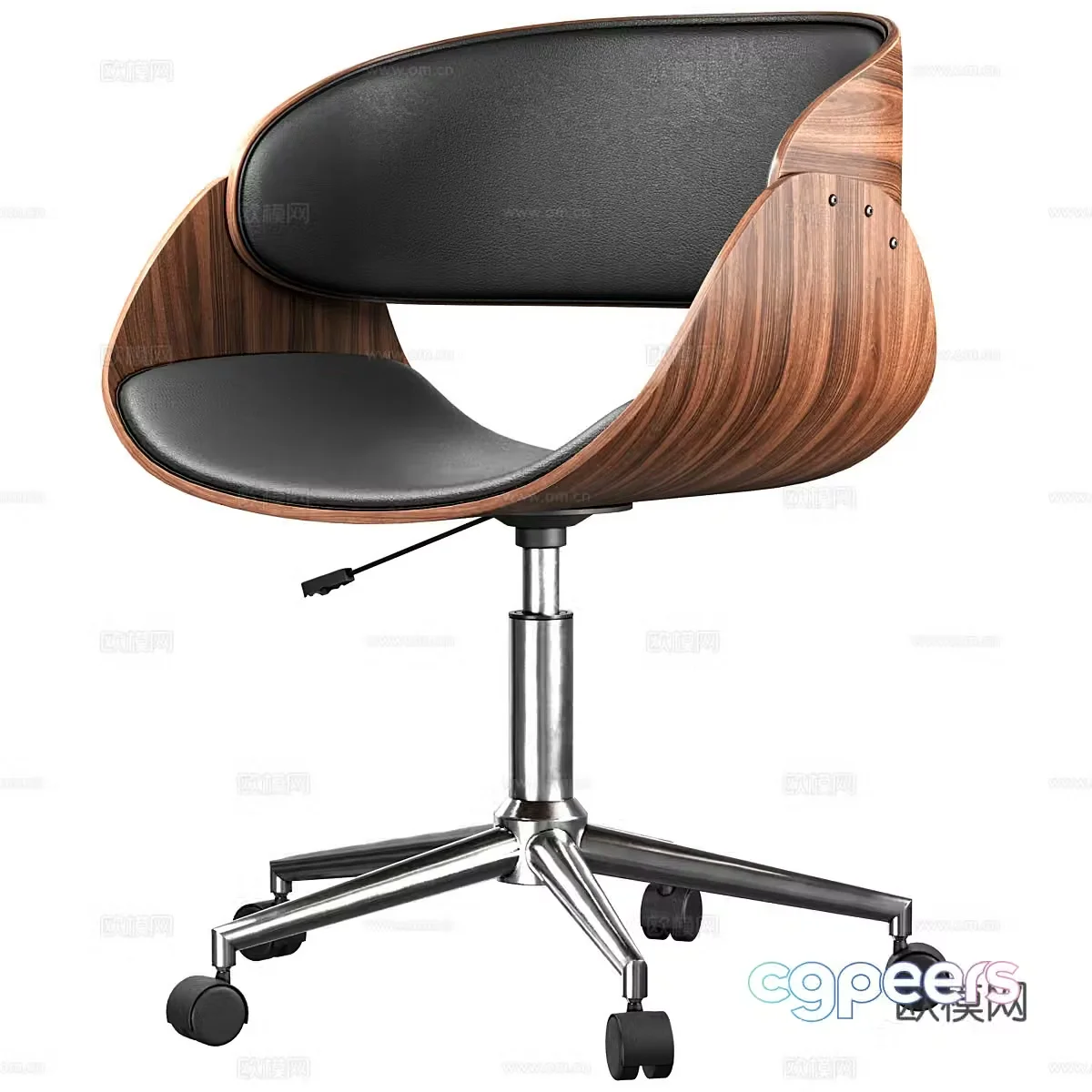 Modern Italian wooden leather office chair 3d model