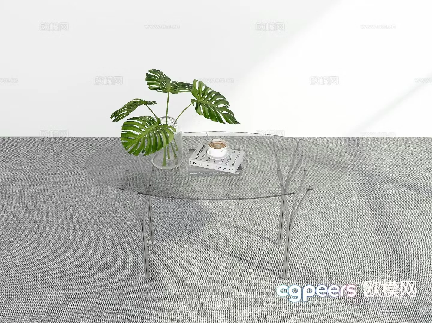 Modern glass dining table 3d model