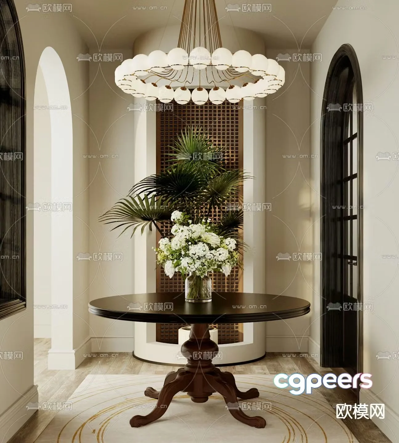 French round dining table 3d model