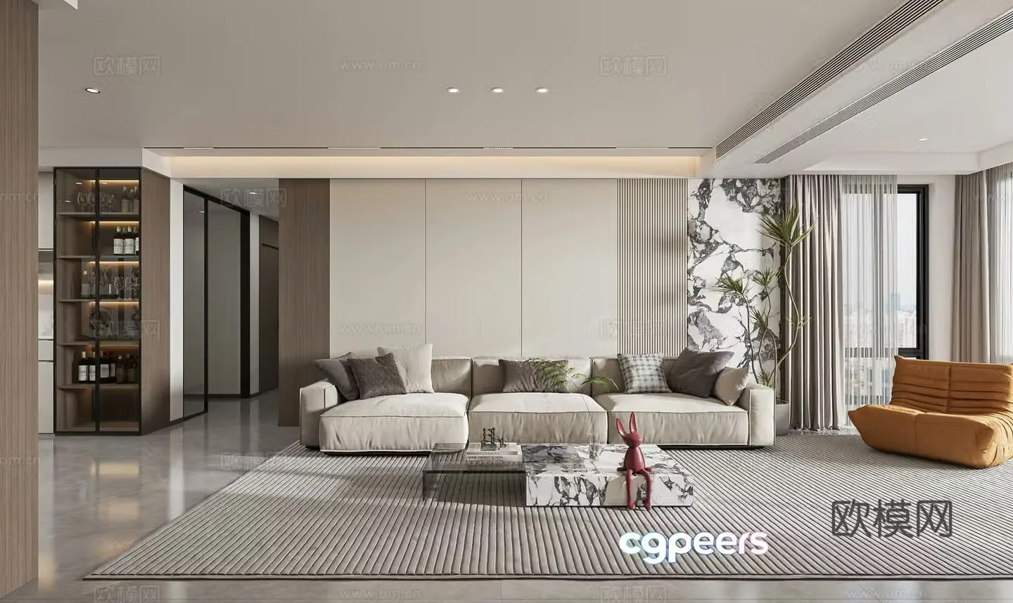 Modern living room Combination sofa Leisure chair Italian living room Modern living room Simple Luxury 3D model