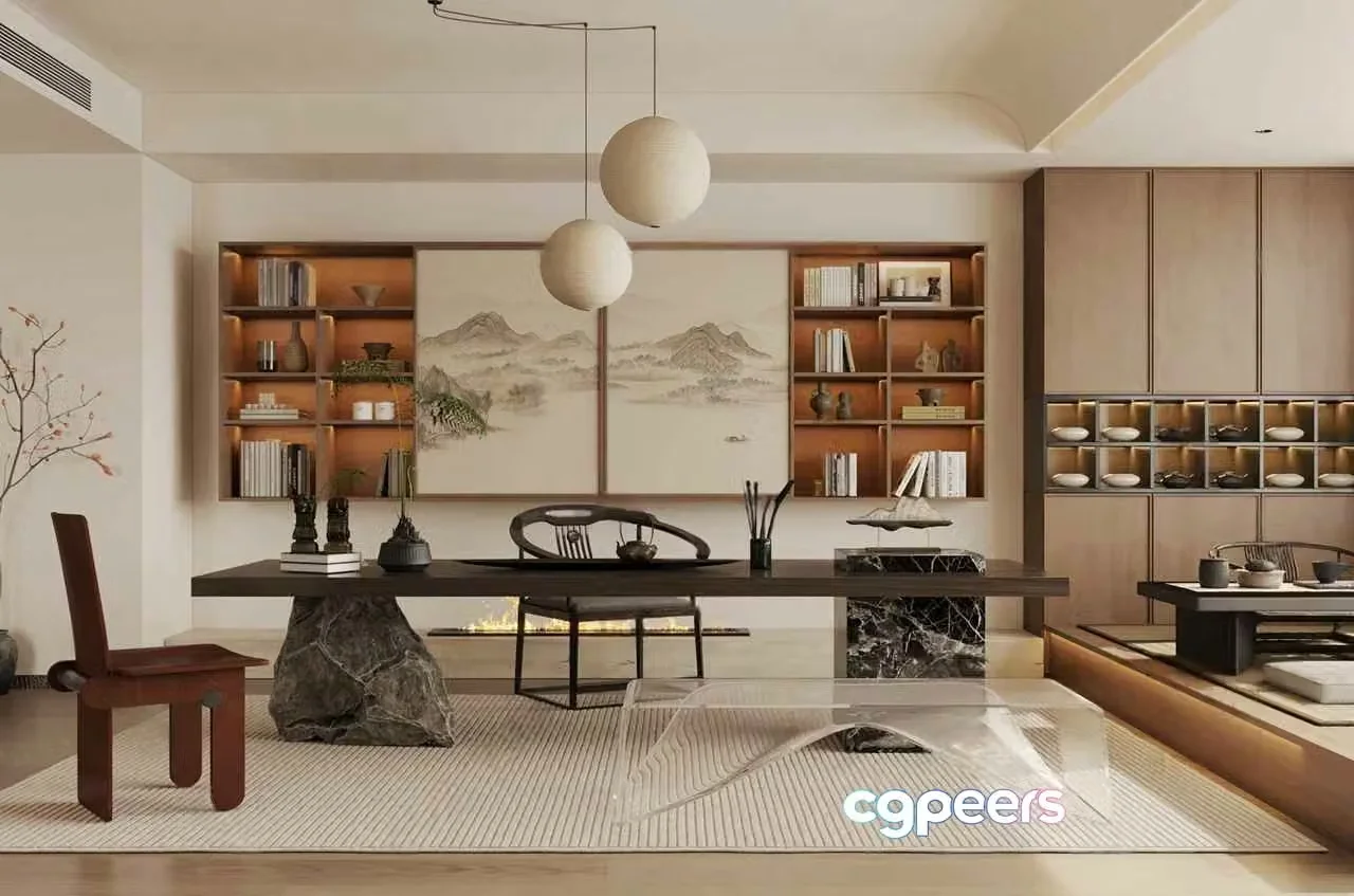Modern Minimalist Office 3D Model – 1411 – CORONA Render