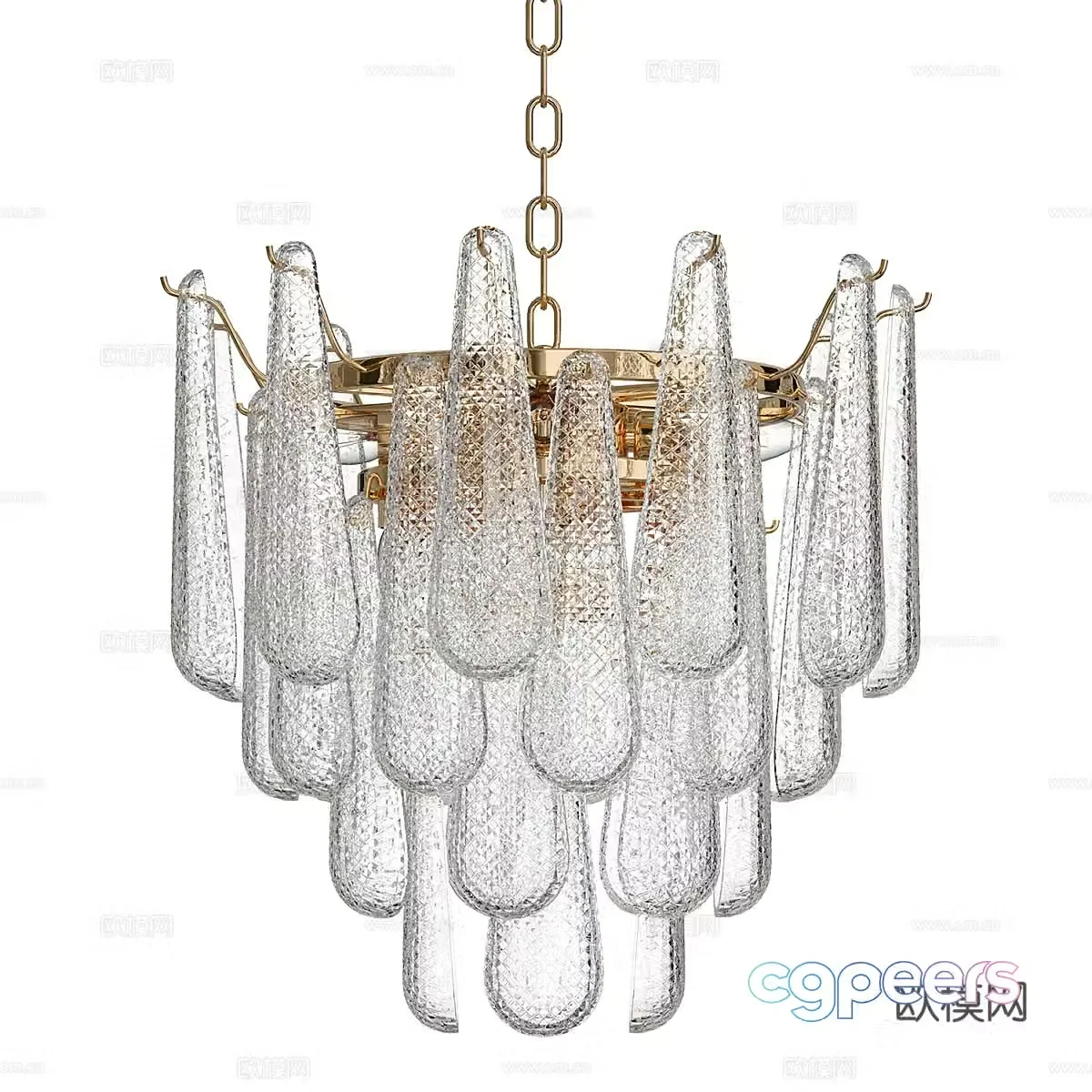 Light luxury crystal chandelier 3d model