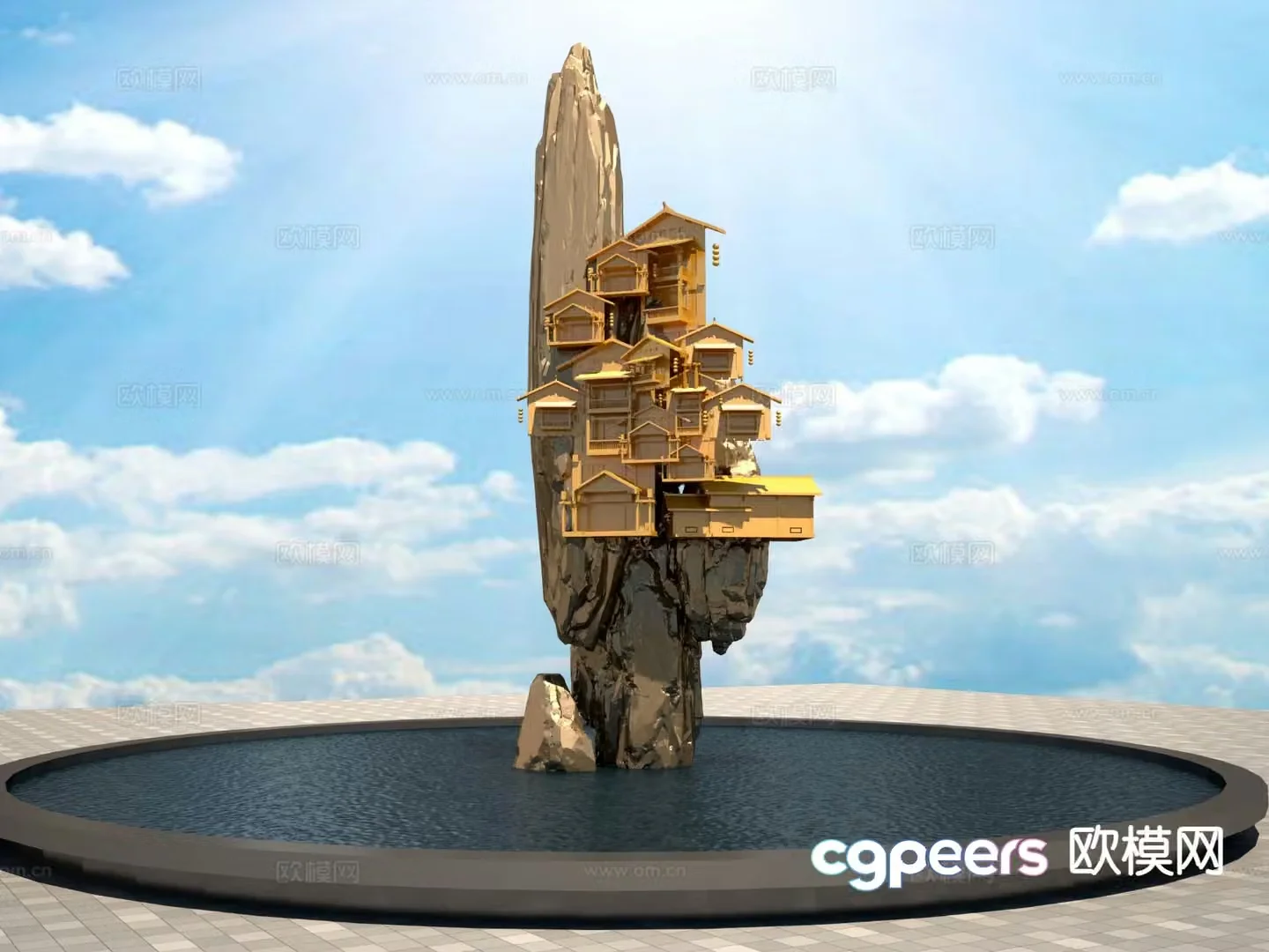 Diaojiaolou sculpture landscape sculpture 3D model
