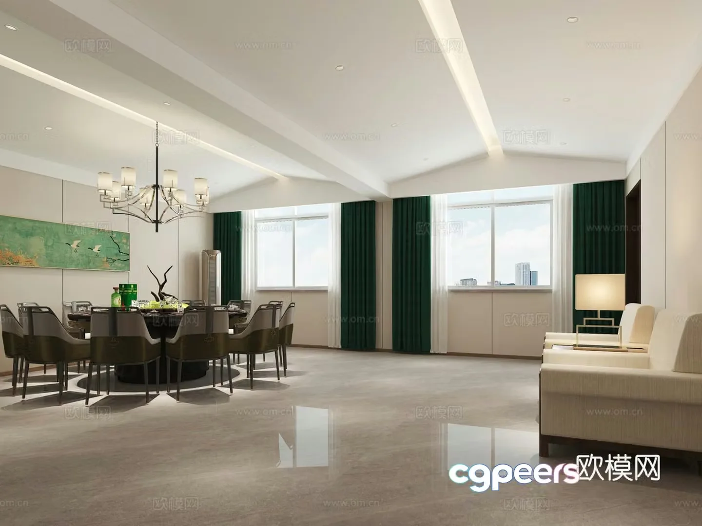 Modern dining room private room 3d model