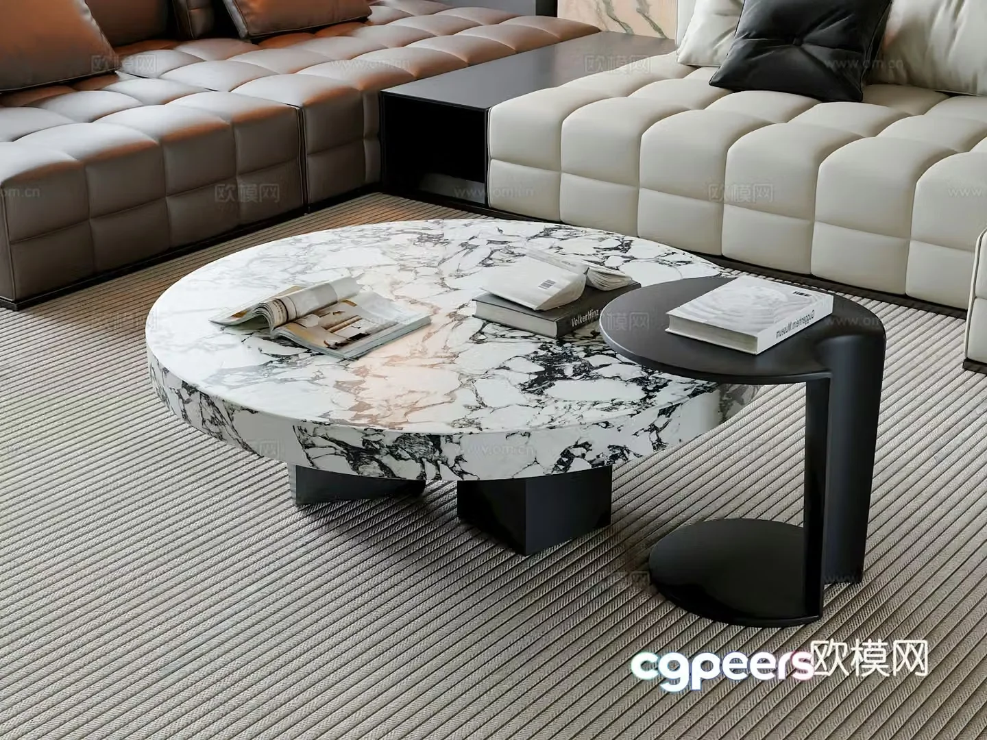 Modern Italian coffee table coffee table combination glass coffee table round coffee table light luxury coffee table jewelry ornaments 3D model