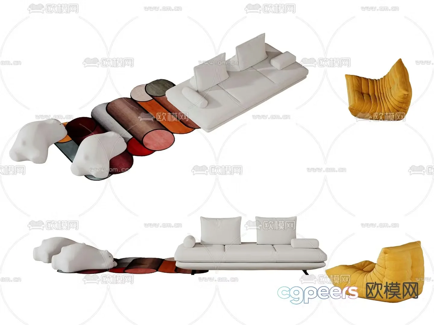 Casual sofa combination 3D model