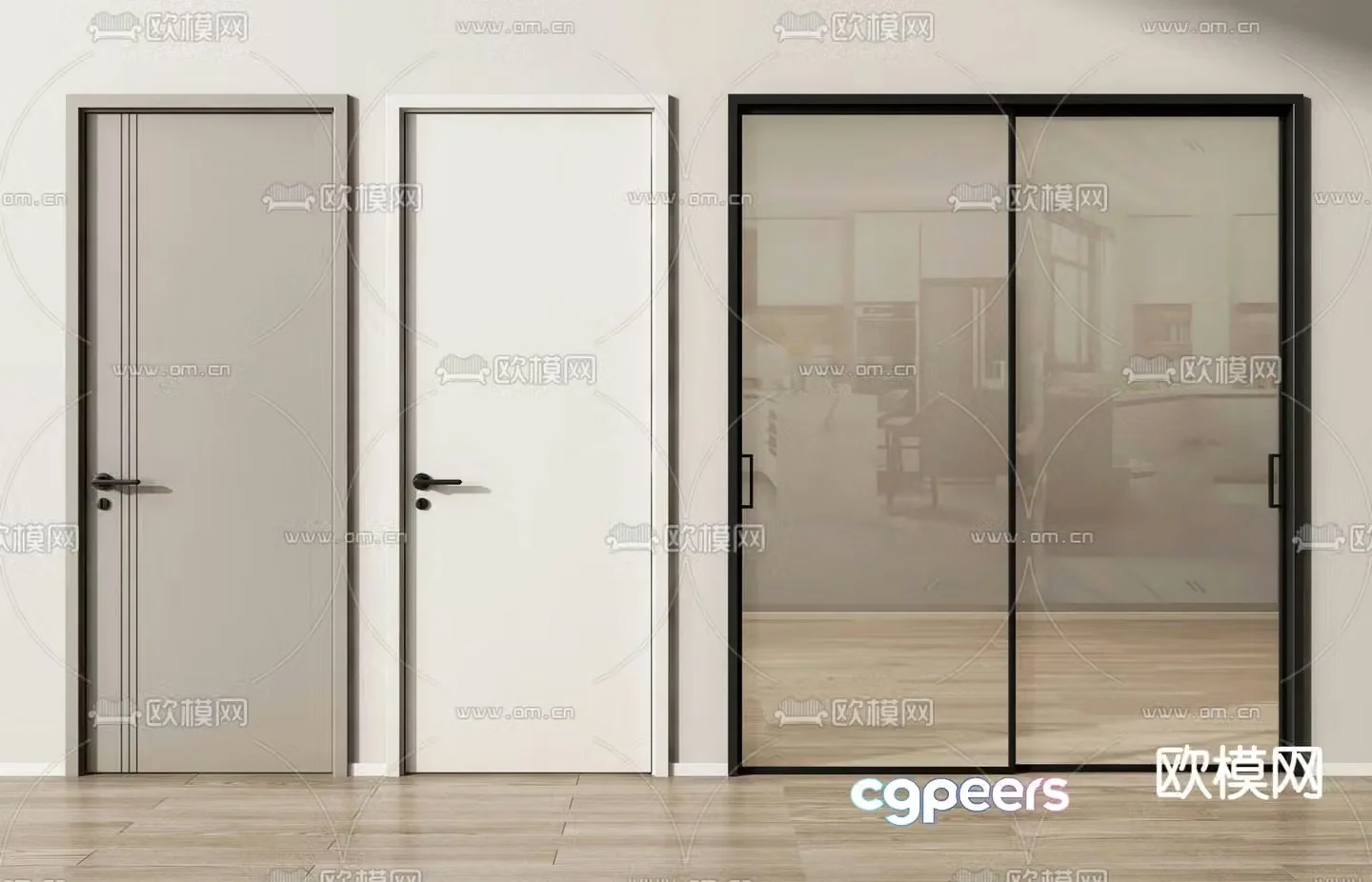 Sliding door Kitchen door Single-open door Bedroom door 3D model