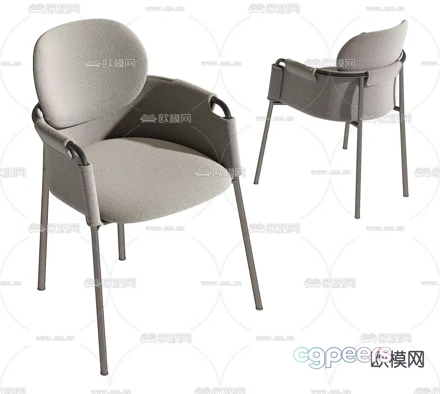 Modern single chair armchair dining chair 3d model